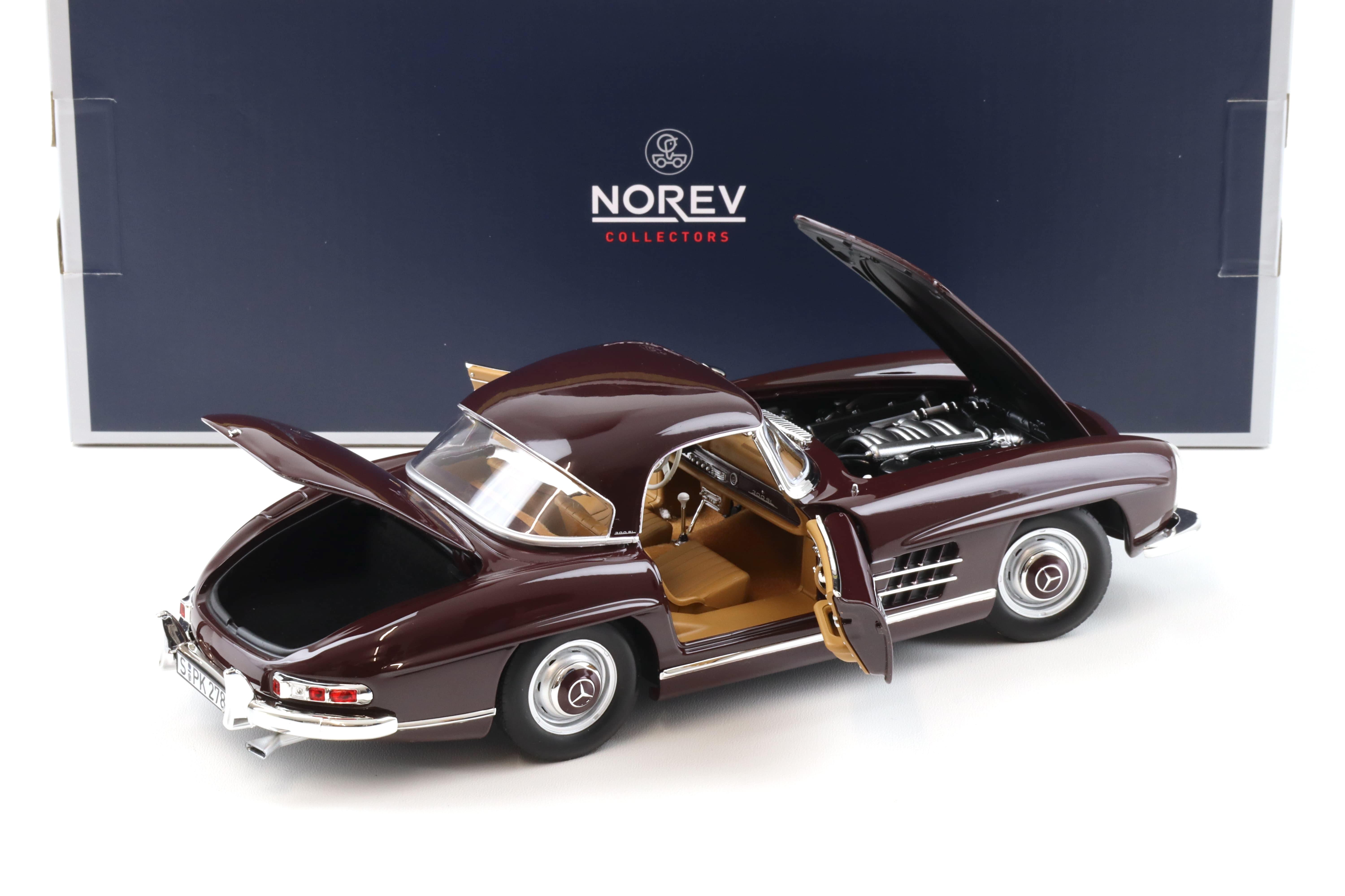 1:18 Norev Mercedes 300 SL Roadster 1957 dark red with Hardtop 183891