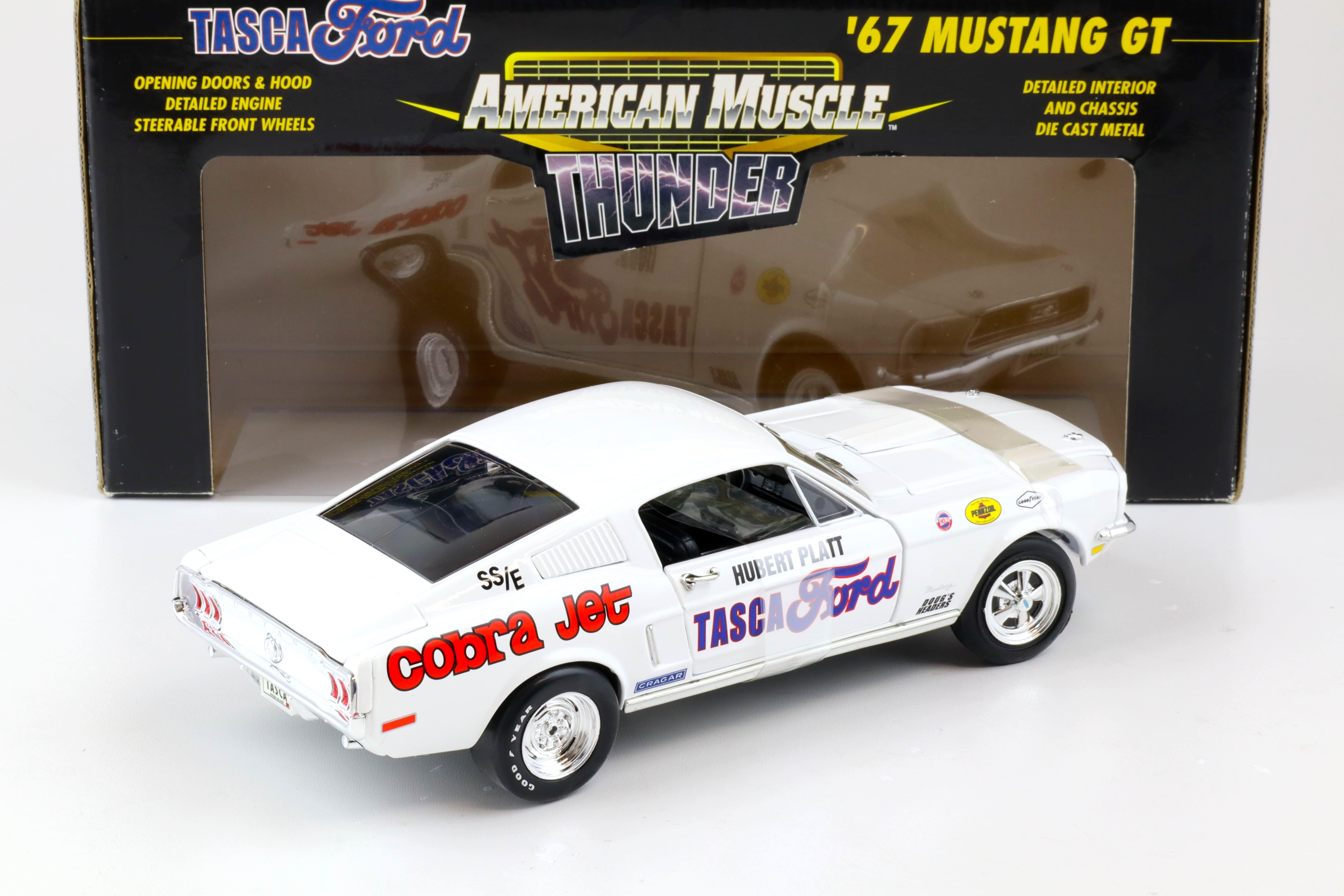 1:18 ERTL Tasca 1967 Ford Mustang GT Coupe Cobra Jet SS/E Hubert Platt white