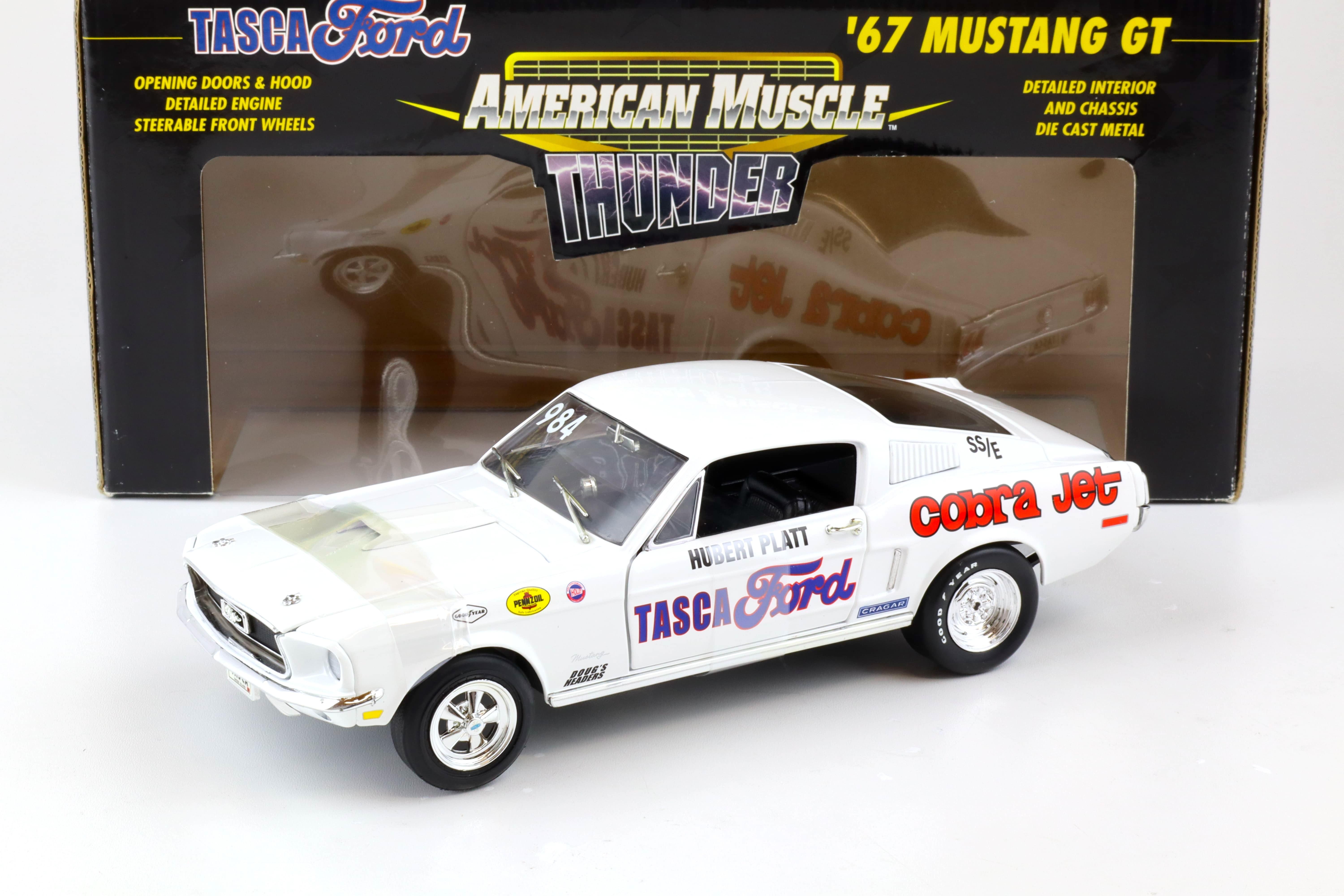 1:18 ERTL Tasca 1967 Ford Mustang GT Coupe Cobra Jet SS/E Hubert Platt white