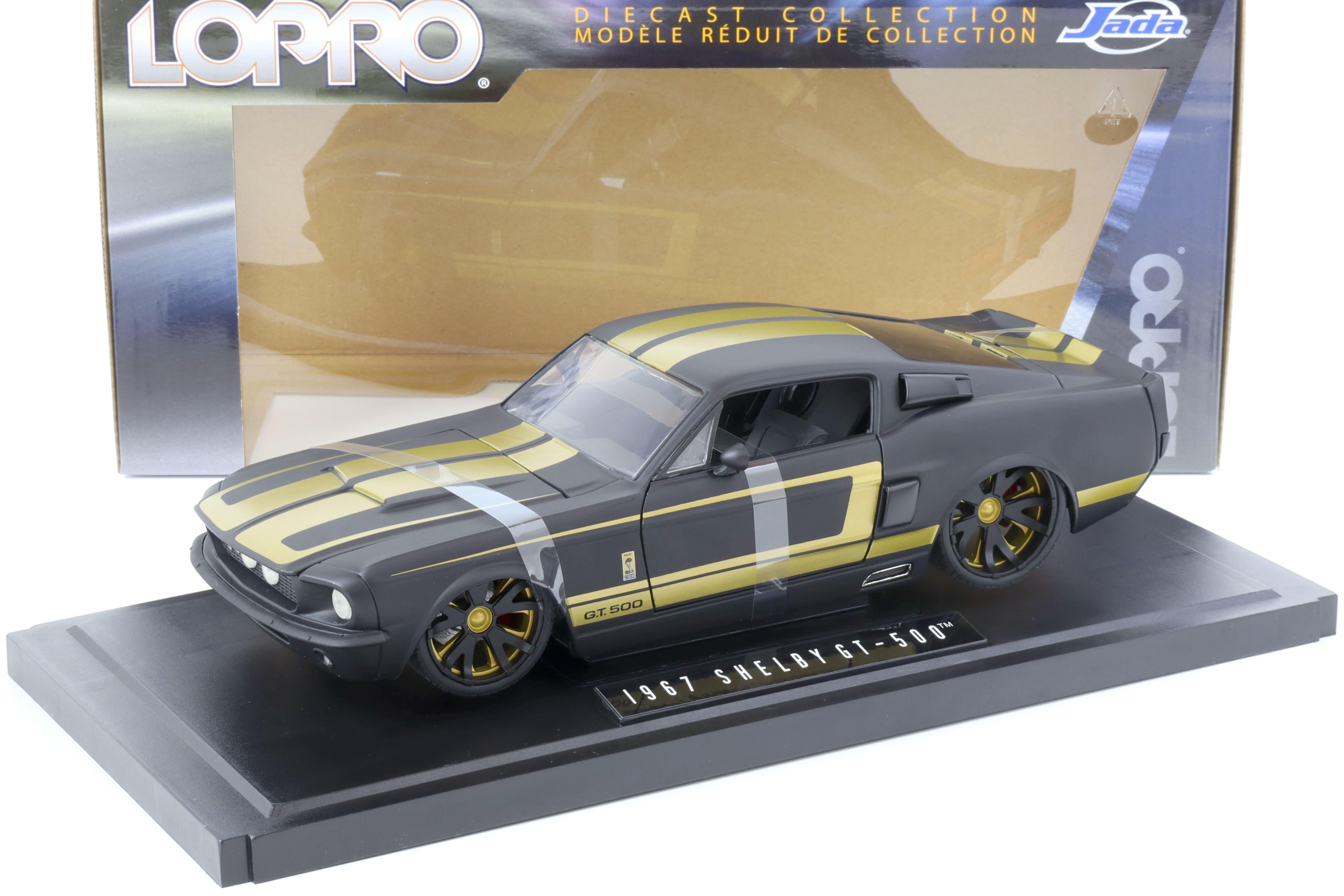 1:18 JADA Toys 1967 Ford Mustang Shelby GT-500 Coupe matt black/ gold