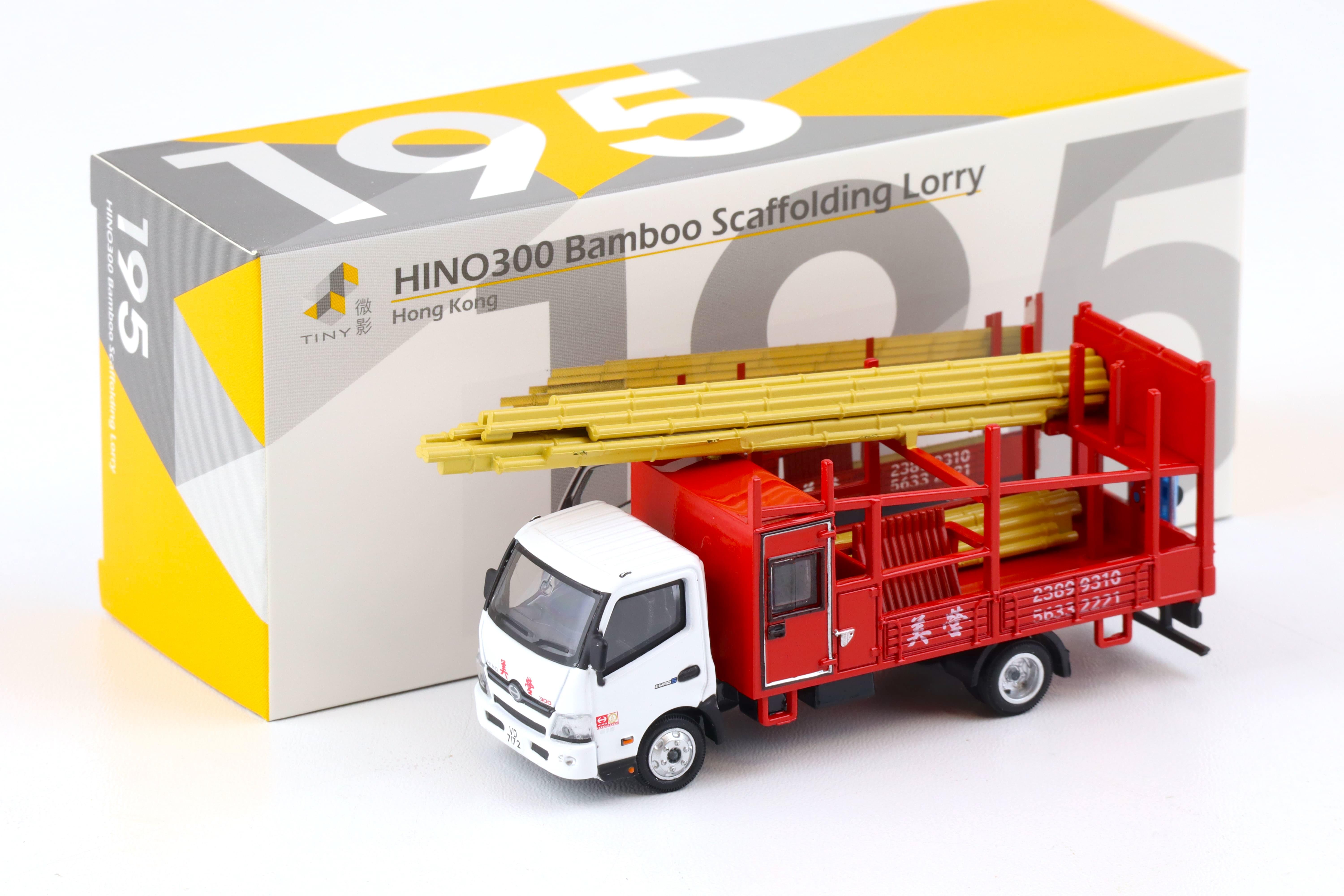 1:64 TINY HINO 300 Bamboo Scaffolding Lorry LKW red/ white