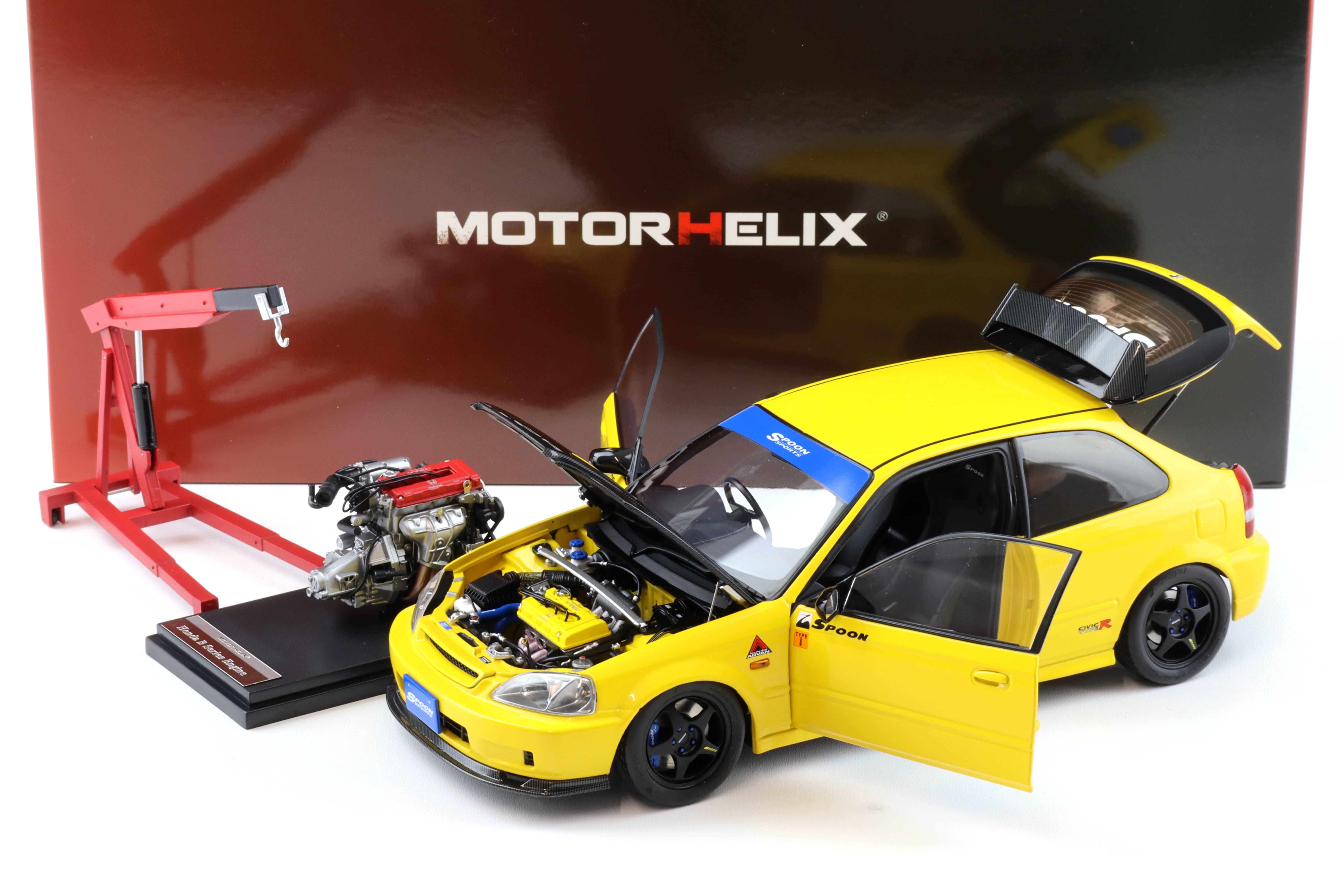 1:18 Motorhelix Honda Civic Type R (EK9) SPOON Sunlight yellow + engine M85016