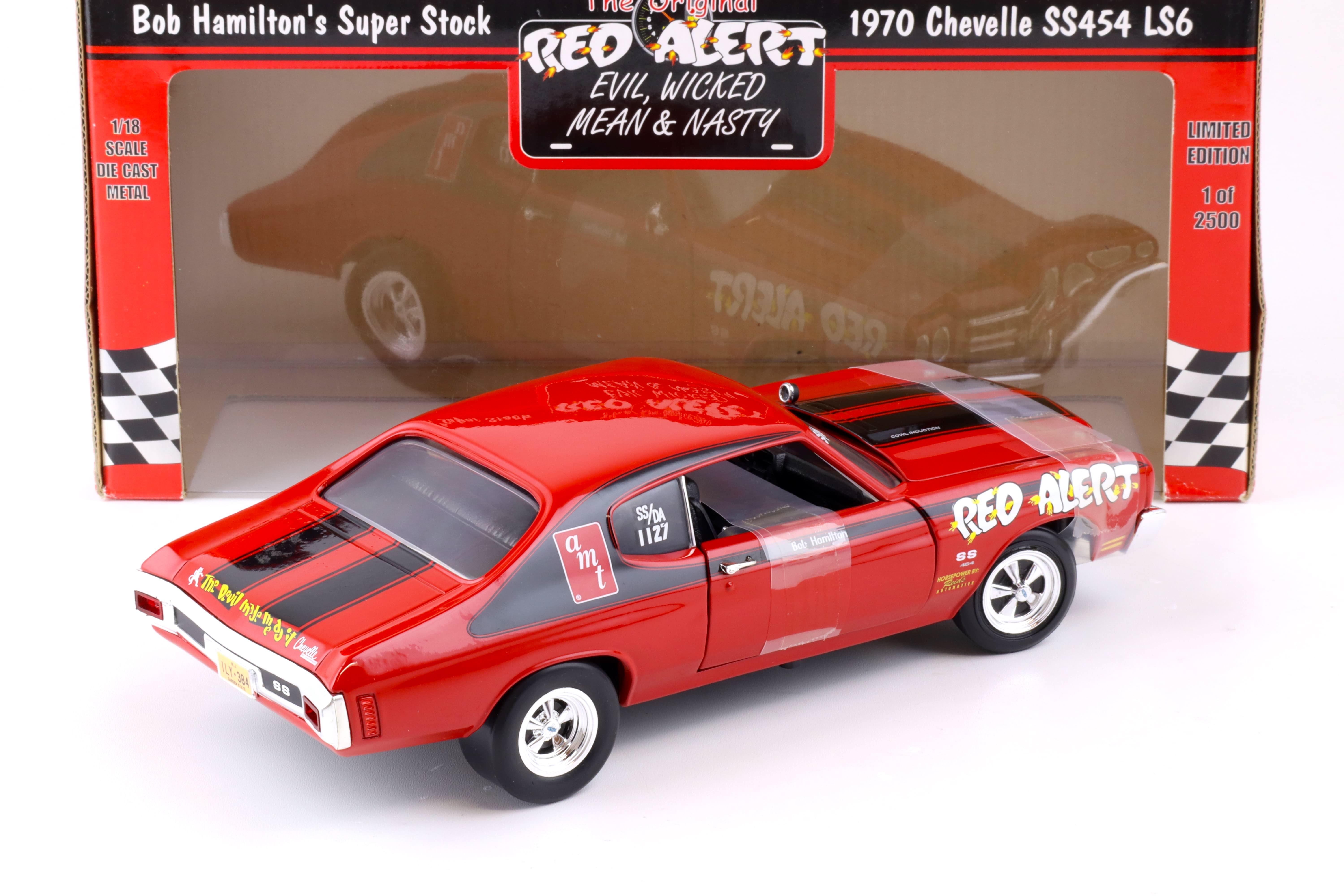 1:18 ERTL 1970 Chevrolet Chevelle SS454 LS6 Coupe RED ALERT Bob Hamilton Super Stock