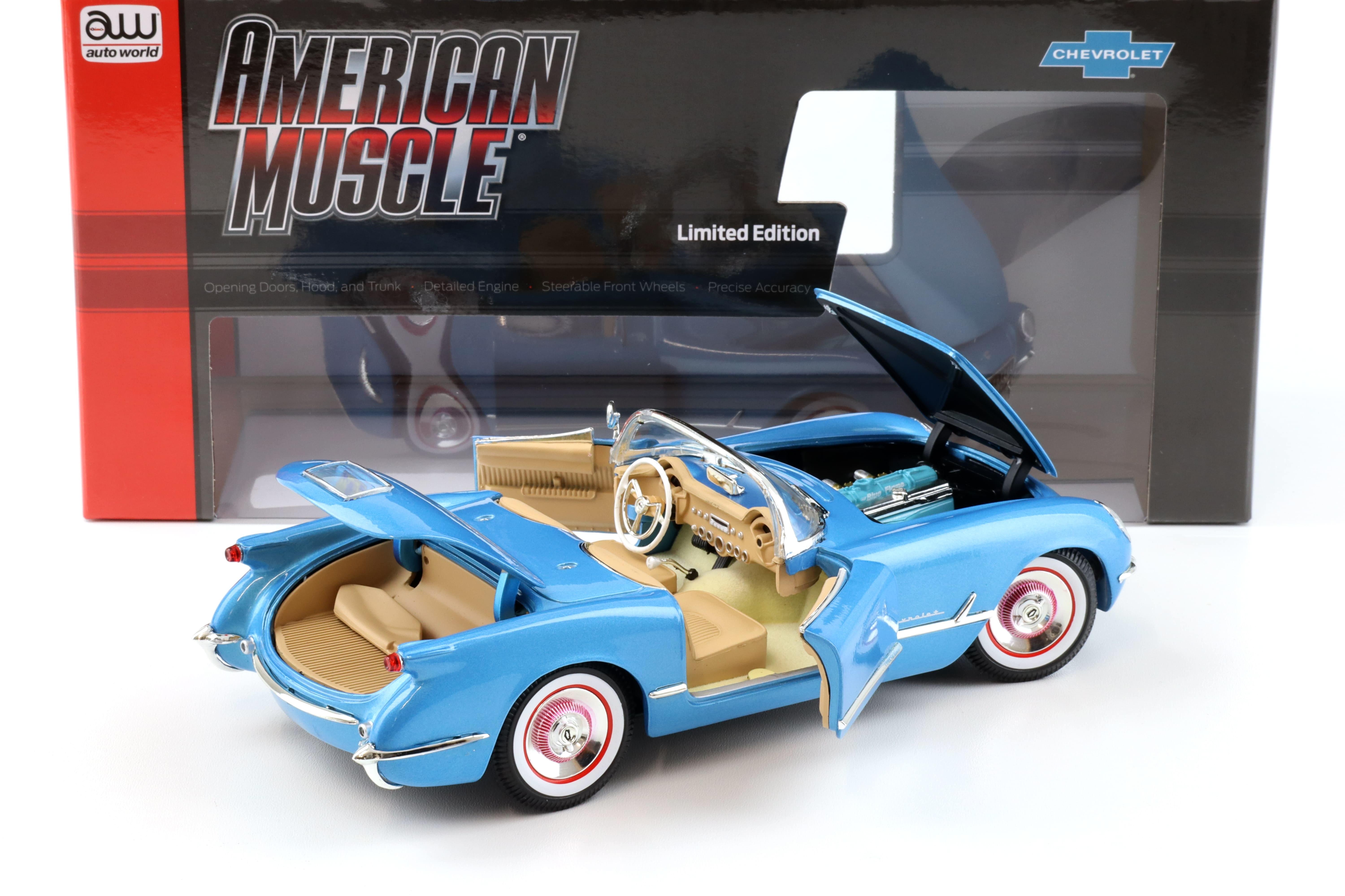 1:18 Auto World 1954 Chevrolet Corvette Convertible Pennant blue metallic