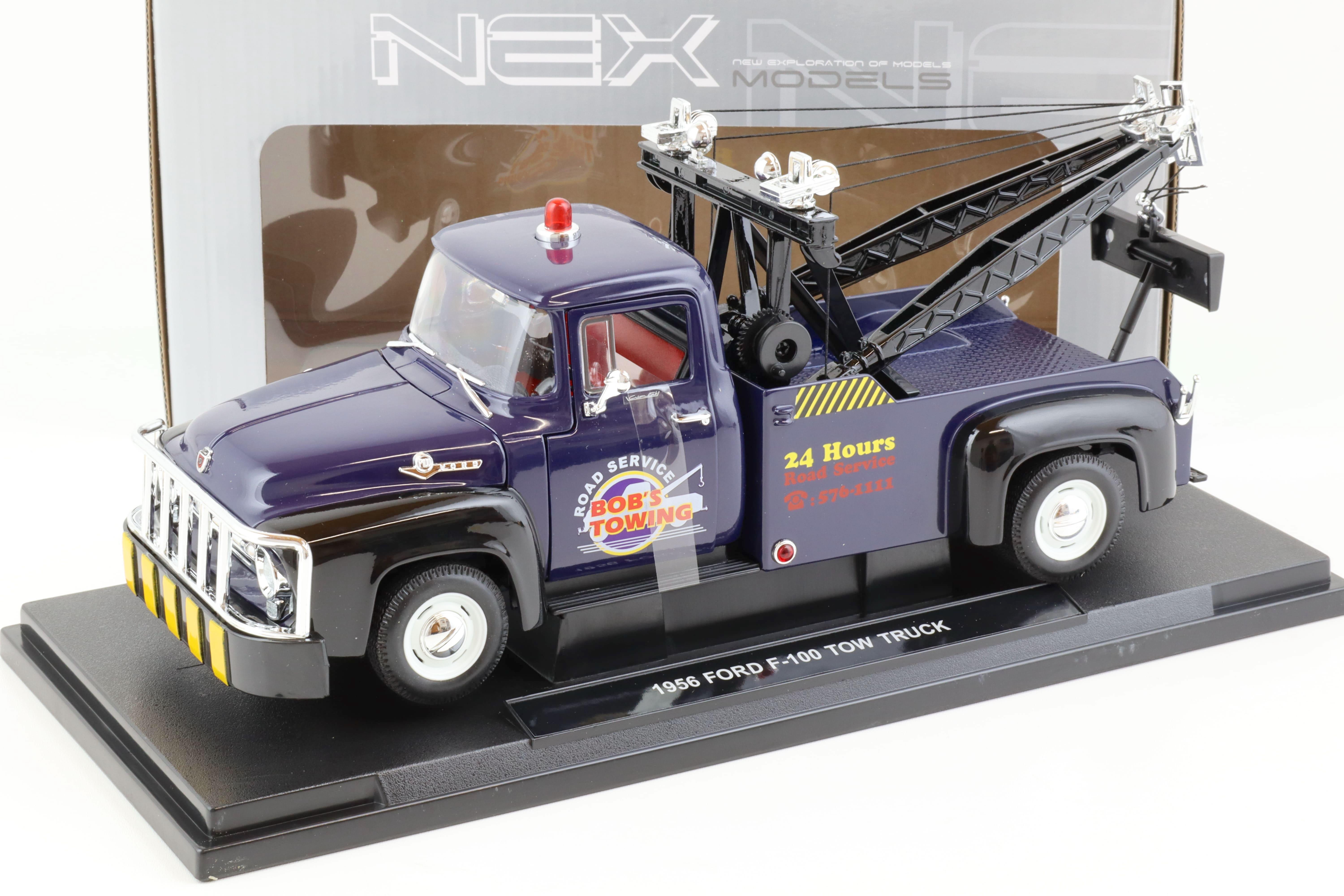 1:18 Welly NEX 1956 Ford F-100 Tow Truck Abschlepper Bob´s Towing blue