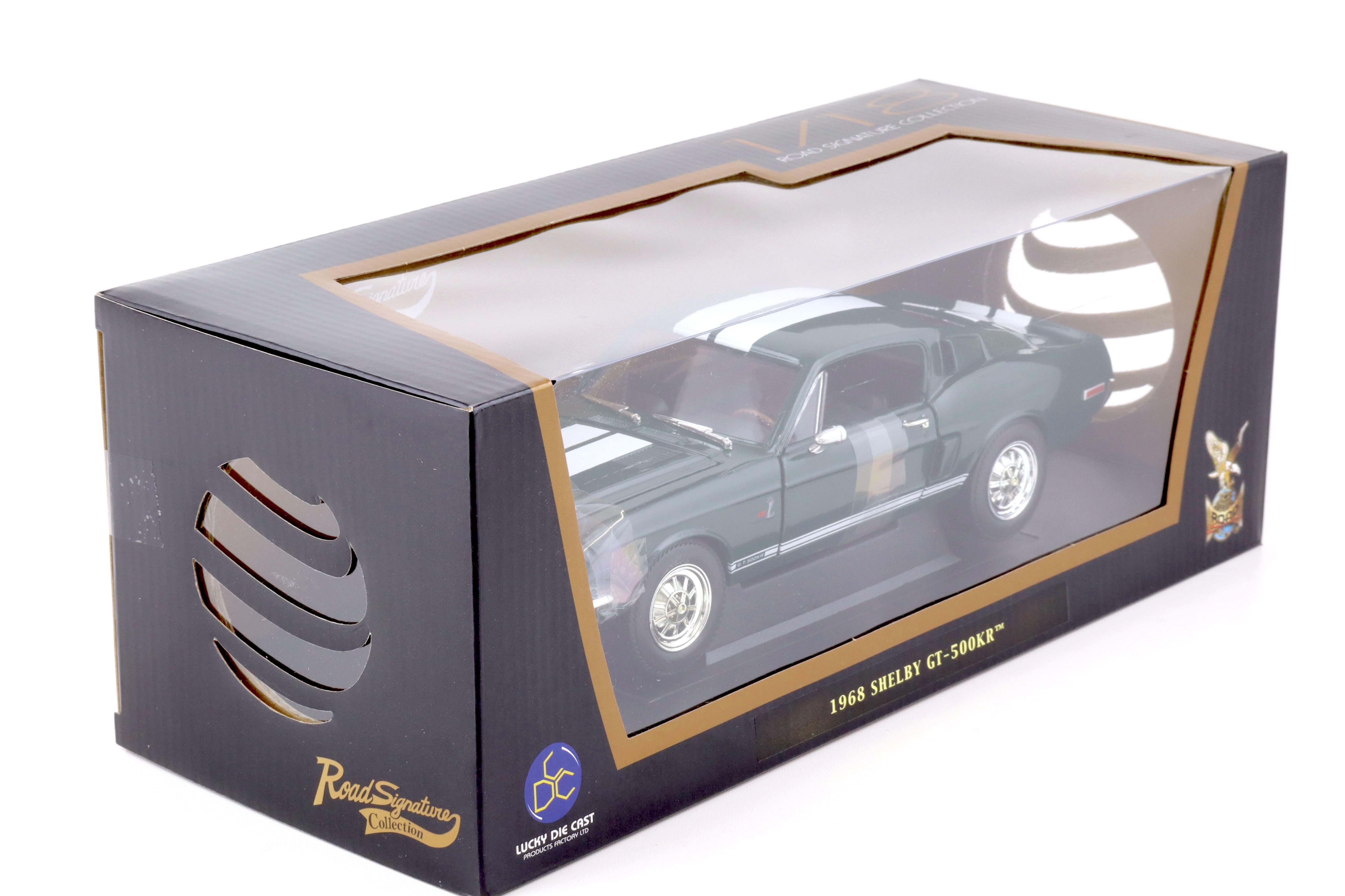 1:18 Road Signature 1968 Shelby GT-500KR Coupe dark green/ white stripes