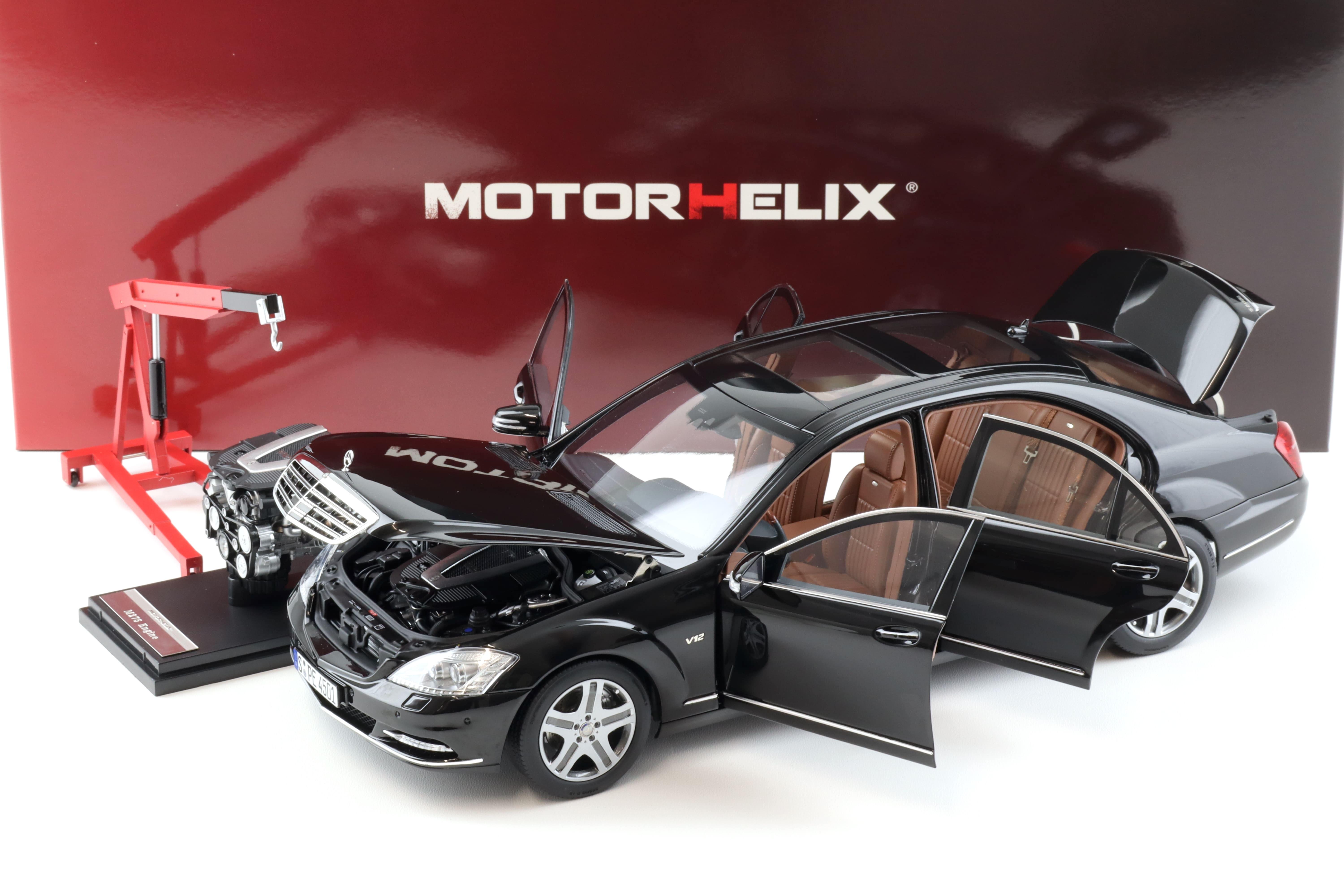 1:18 Motorhelix Mercedes S-Class S600L W221 Limousine Obsidian black + engine M82202