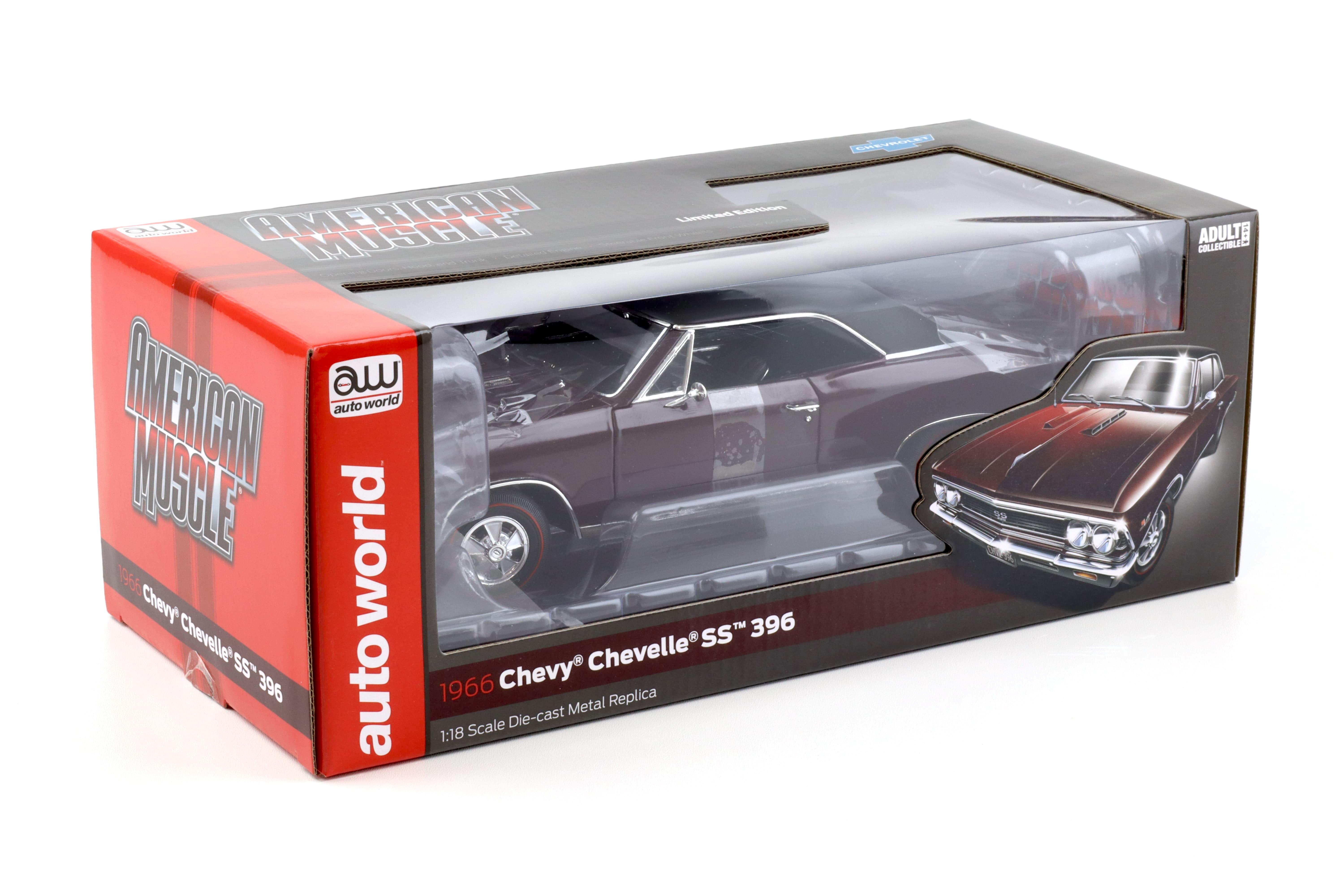 1:18 Auto World 1966 Chevrolet Chevelle SS 396 maroon/ black roof