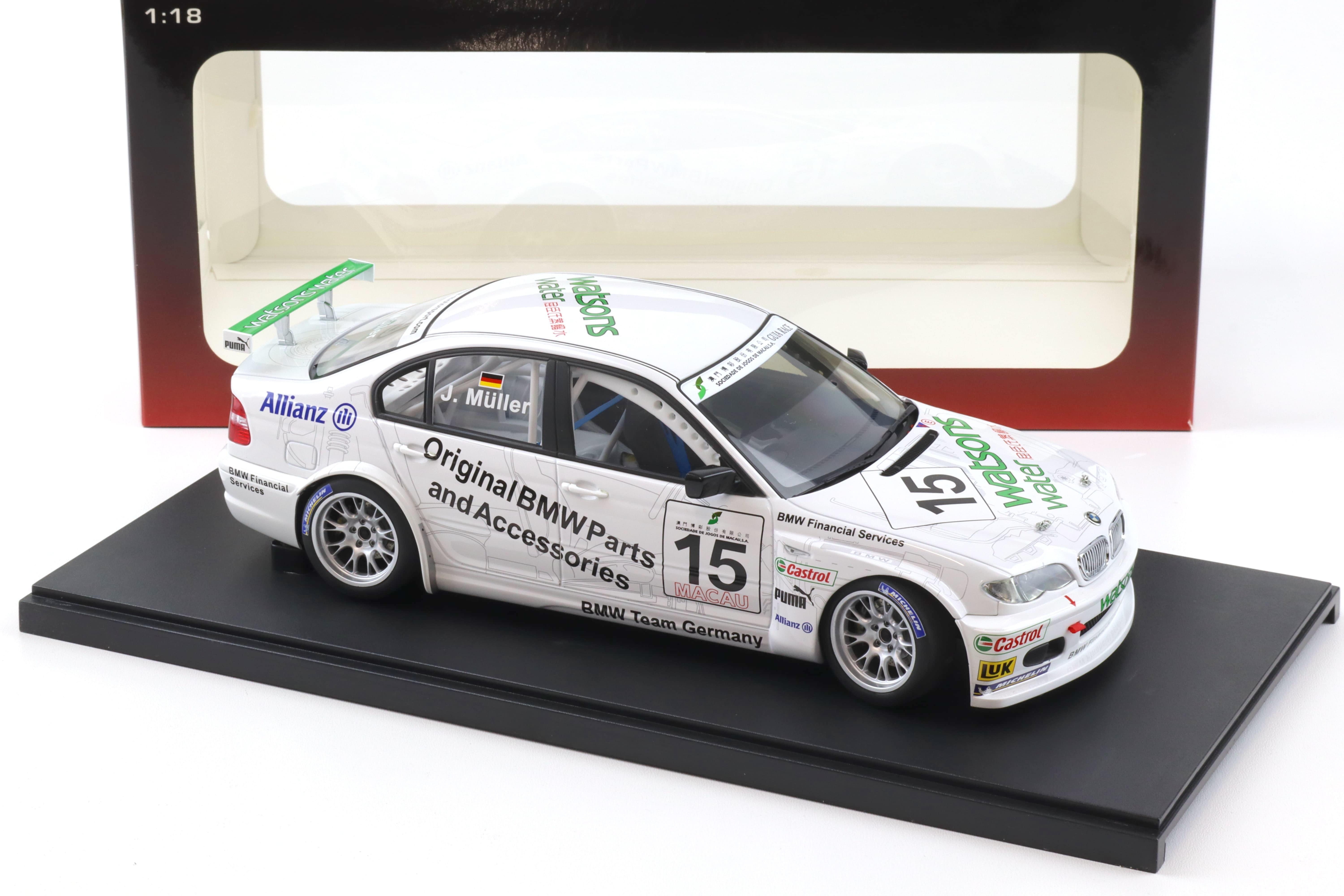 1:18 AUTOart BMW 320i (E46) Macau Guia Race 2004 Winner #15 J.Müller 80449