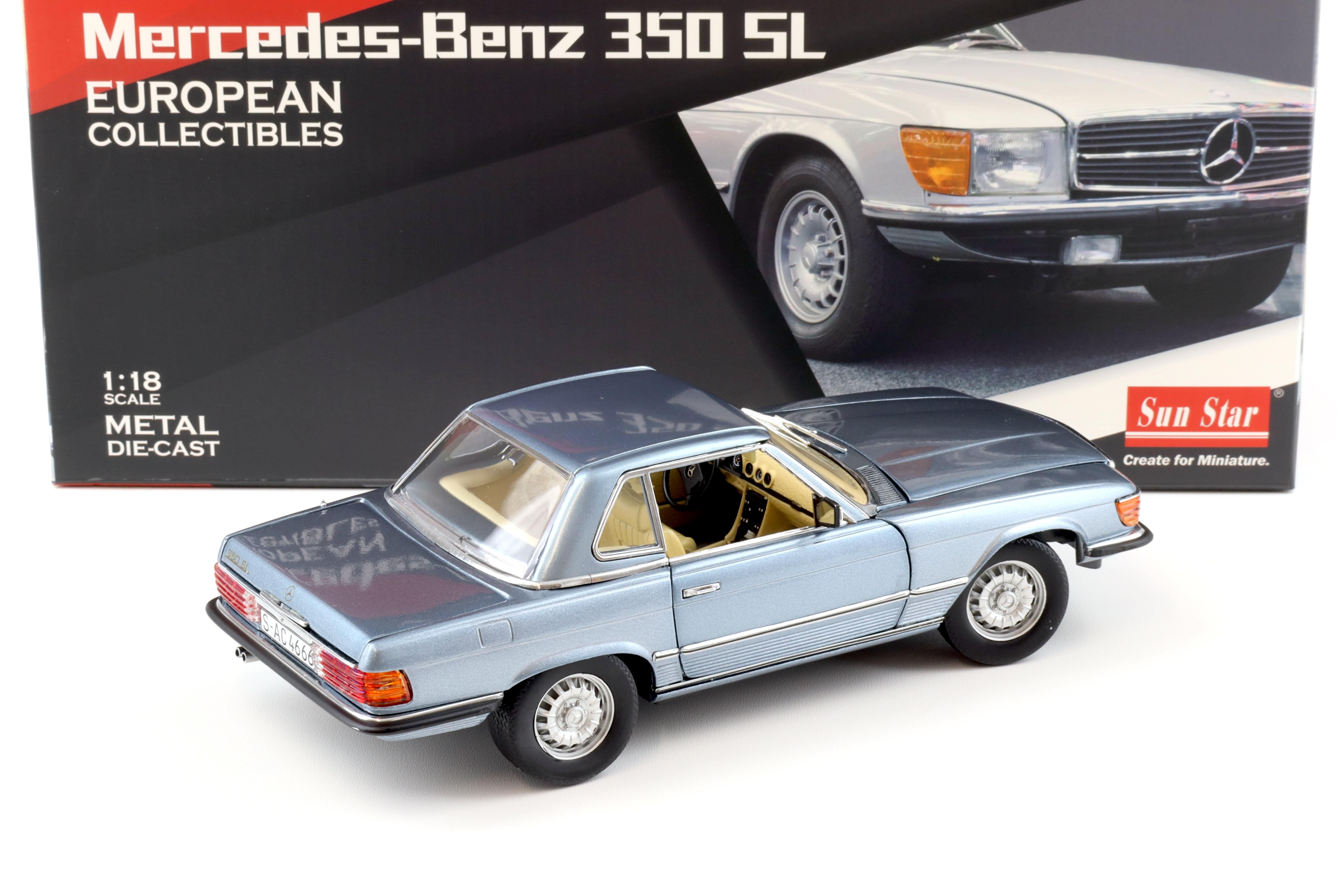 1:18 Sun Star Mercedes 350SL W107 Hardtop blue metallic 1977