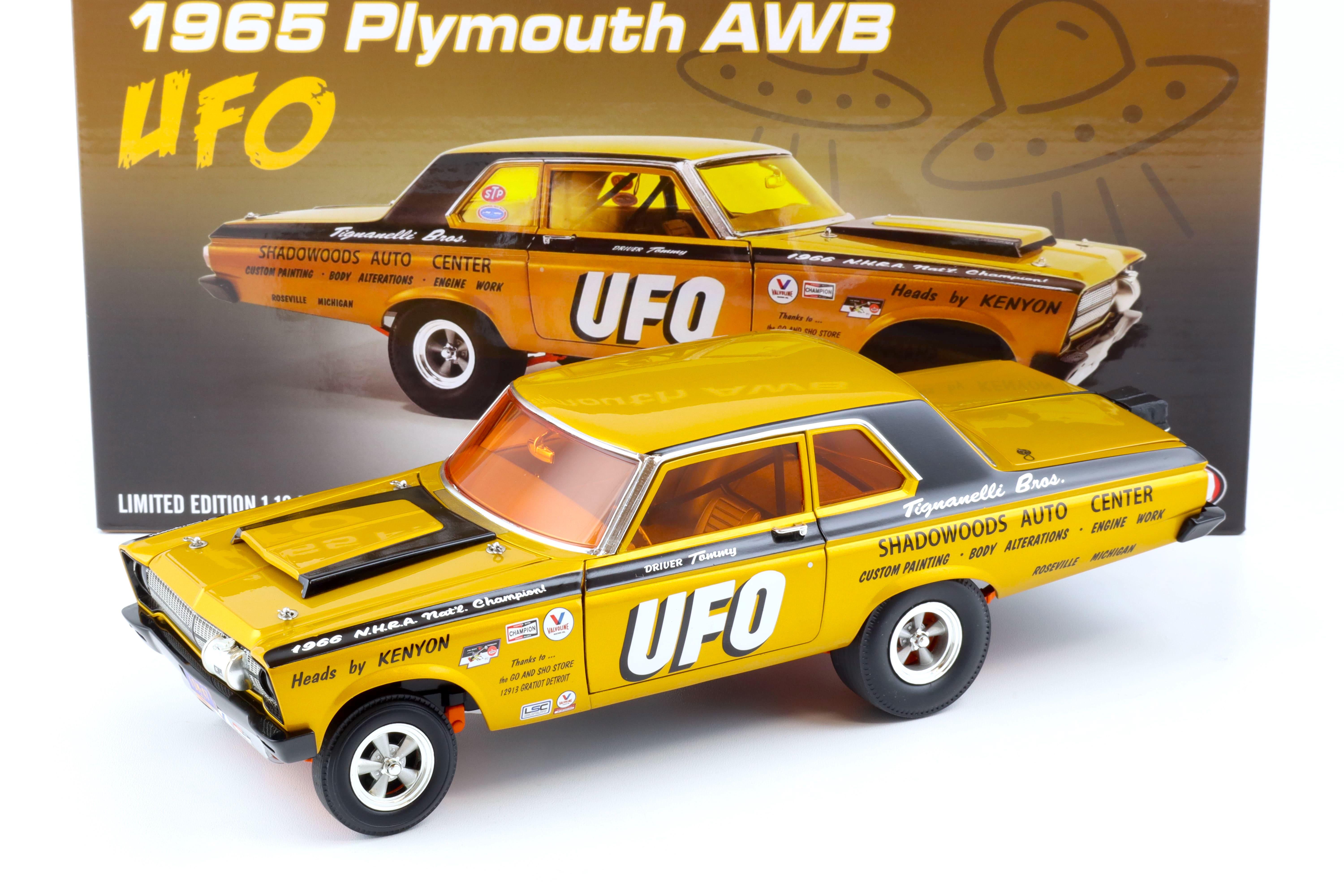 1:18 ACME 1965 Plymouth AWB Drag Car UFO gold/ black A1806509