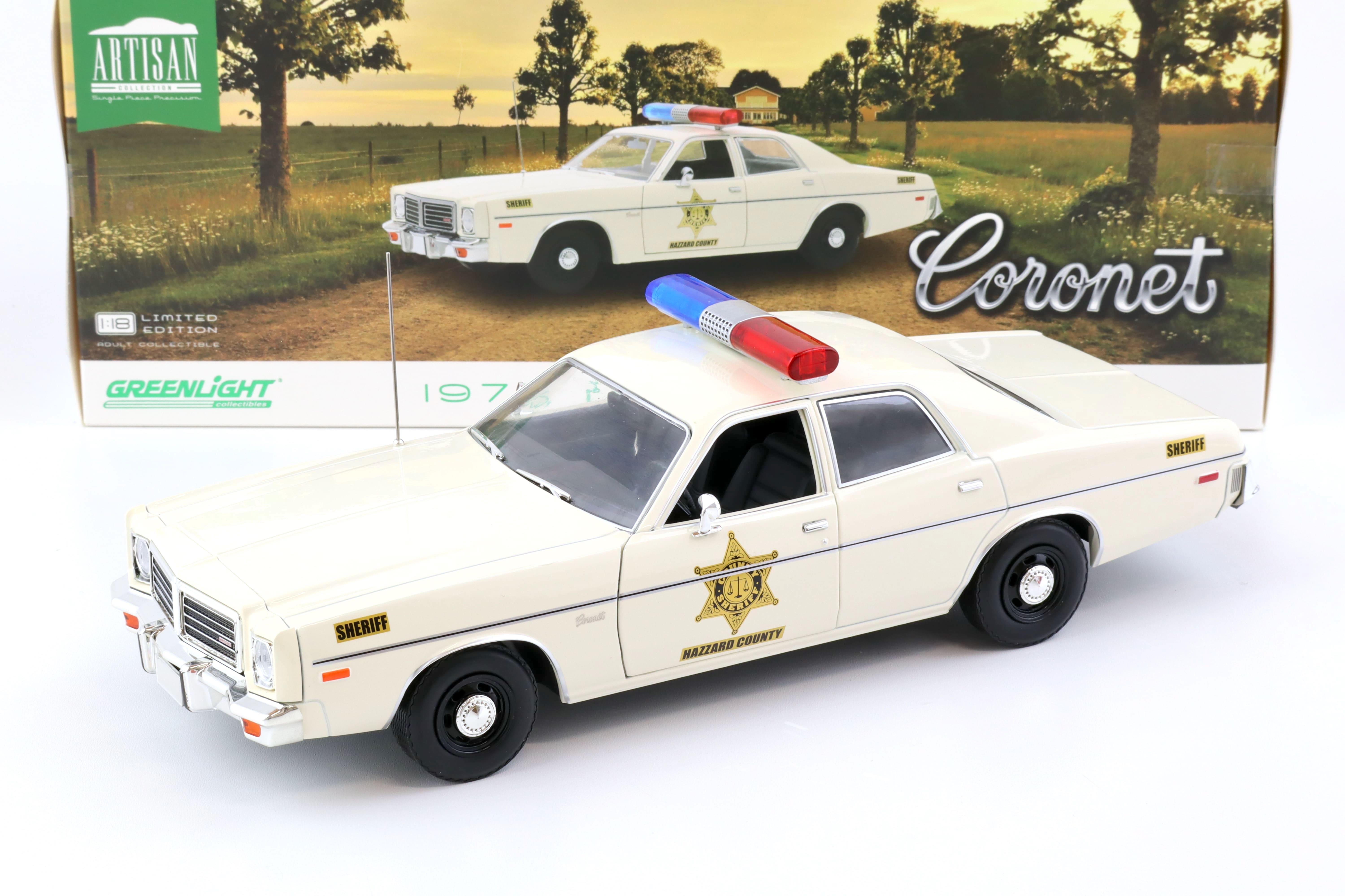 1:18 Greenlight 1975 Dodge Coronet Hazzard Country Sheriff Police