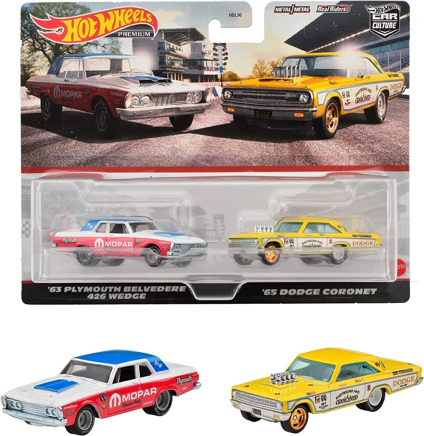 1:64 Hot Wheels 2023 Premium 2-Pack Plymouth Belvedere 426 Wedge + Dodge Coronet