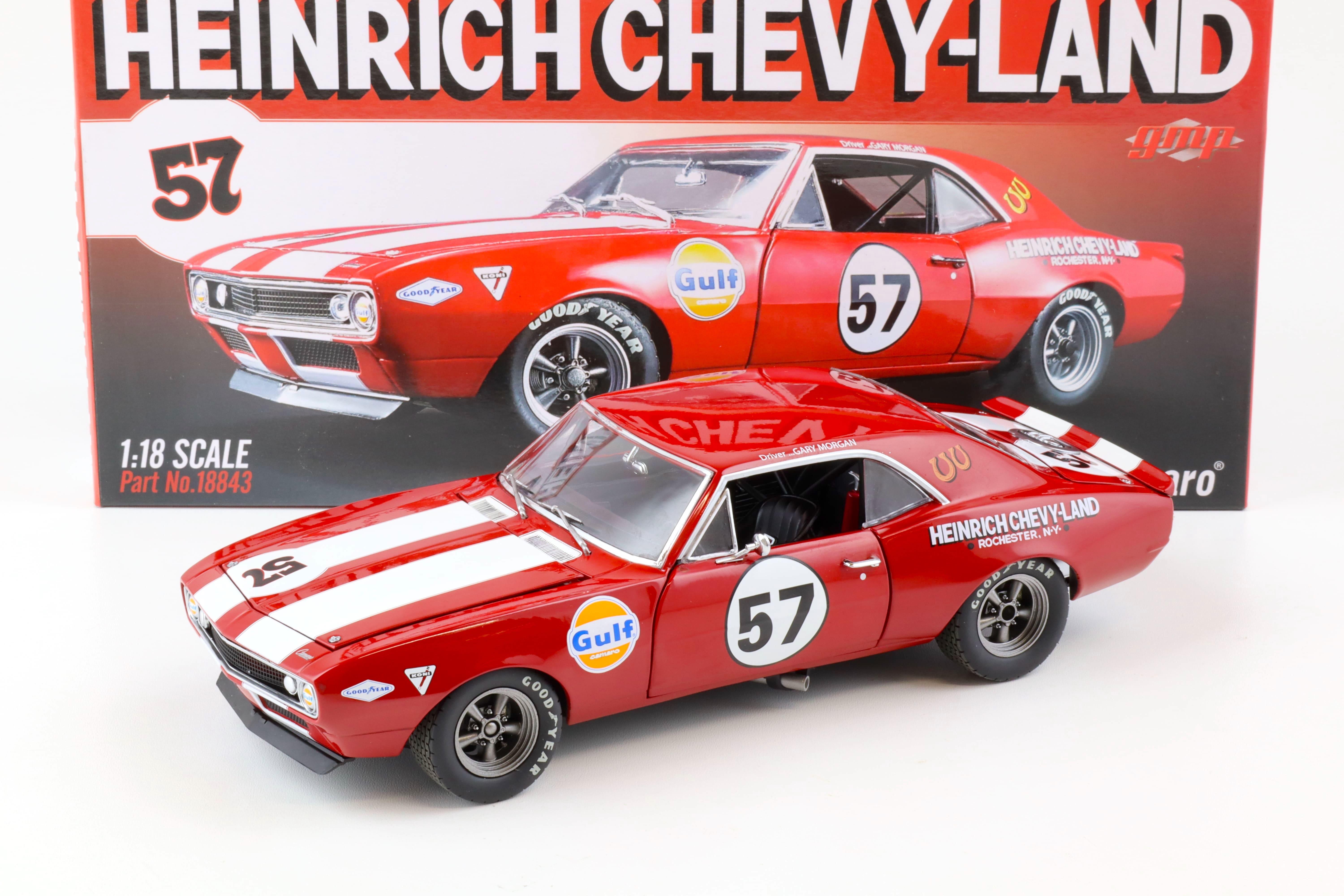 1:18 GMP 1967 Chevrolet Camaro Racing Heinrich Chevy-Land Gulf #57 red