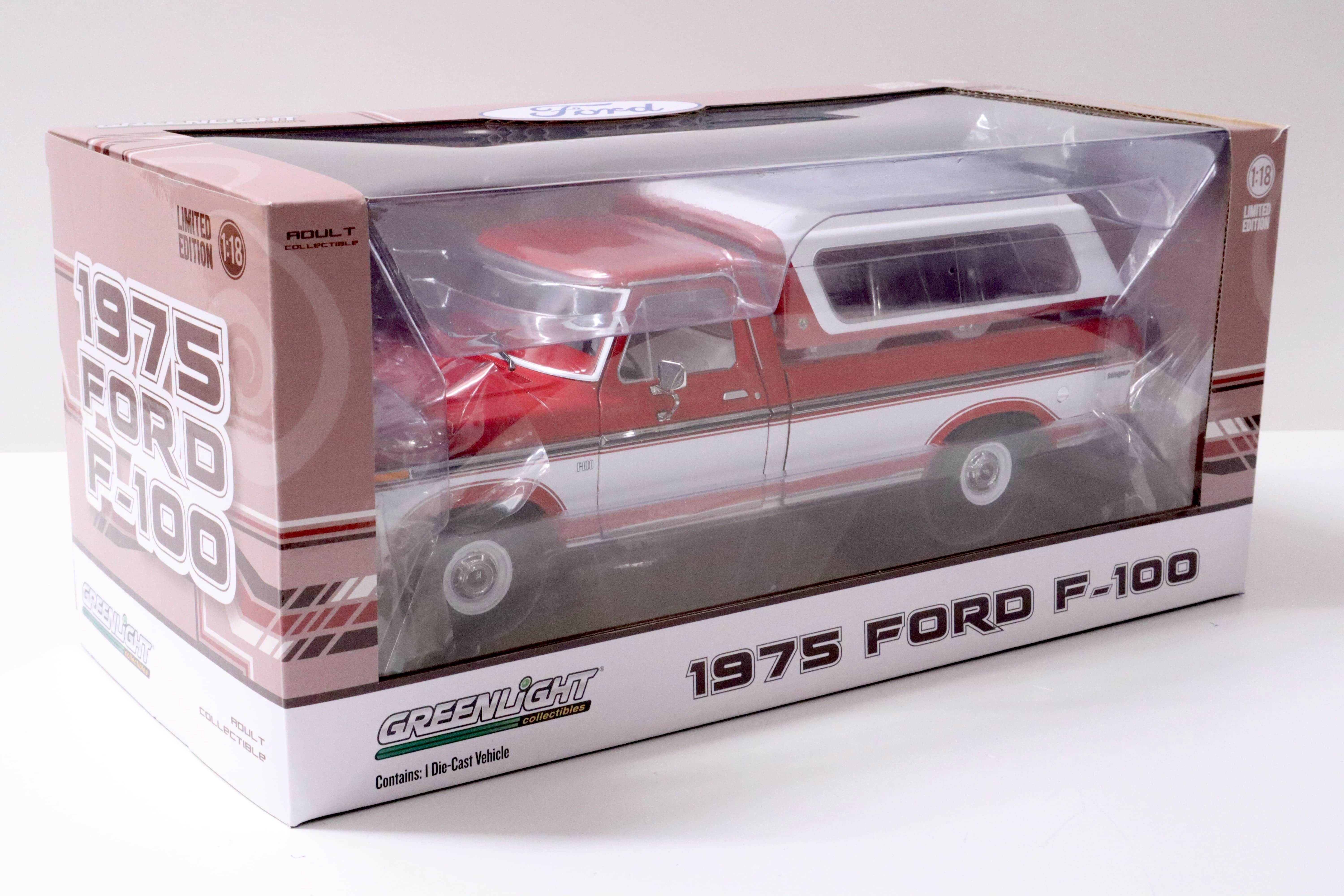 1:18 Greenlight Ford F-100 Pick Up with removable Hardtop red/ white 1975