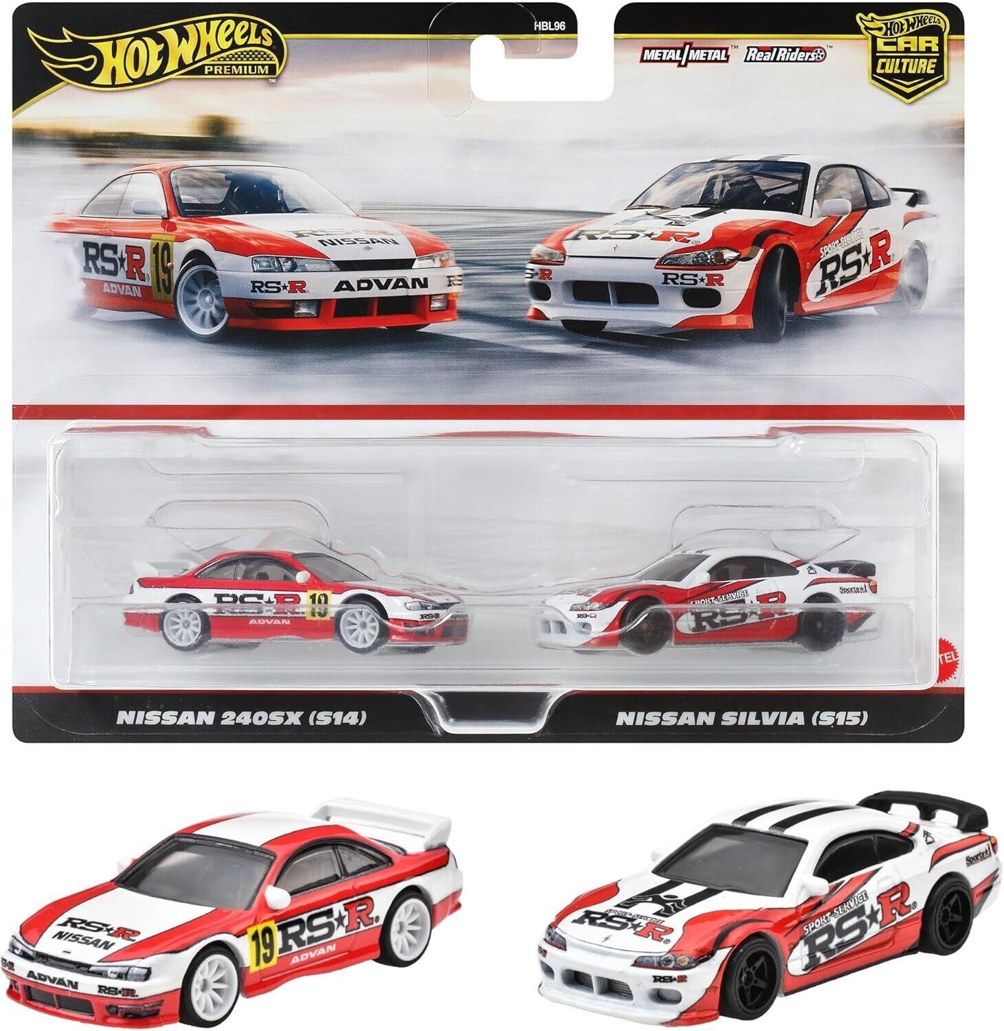 1:64 Hot Wheels 2024 Premium 2-Pack Nissan 240SX S14 + Nissan Silvia S15 979N