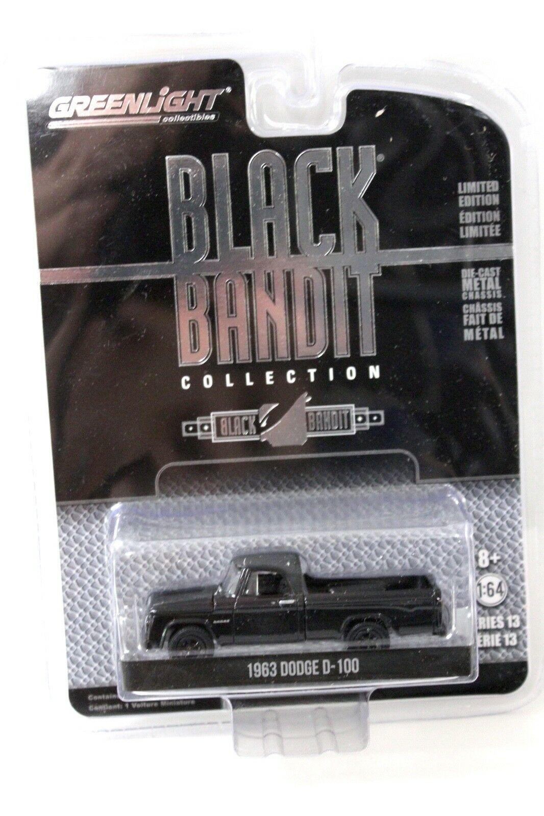 1:64 Greenlight Dodge D-100 1963 *BLACK BANDIT* black