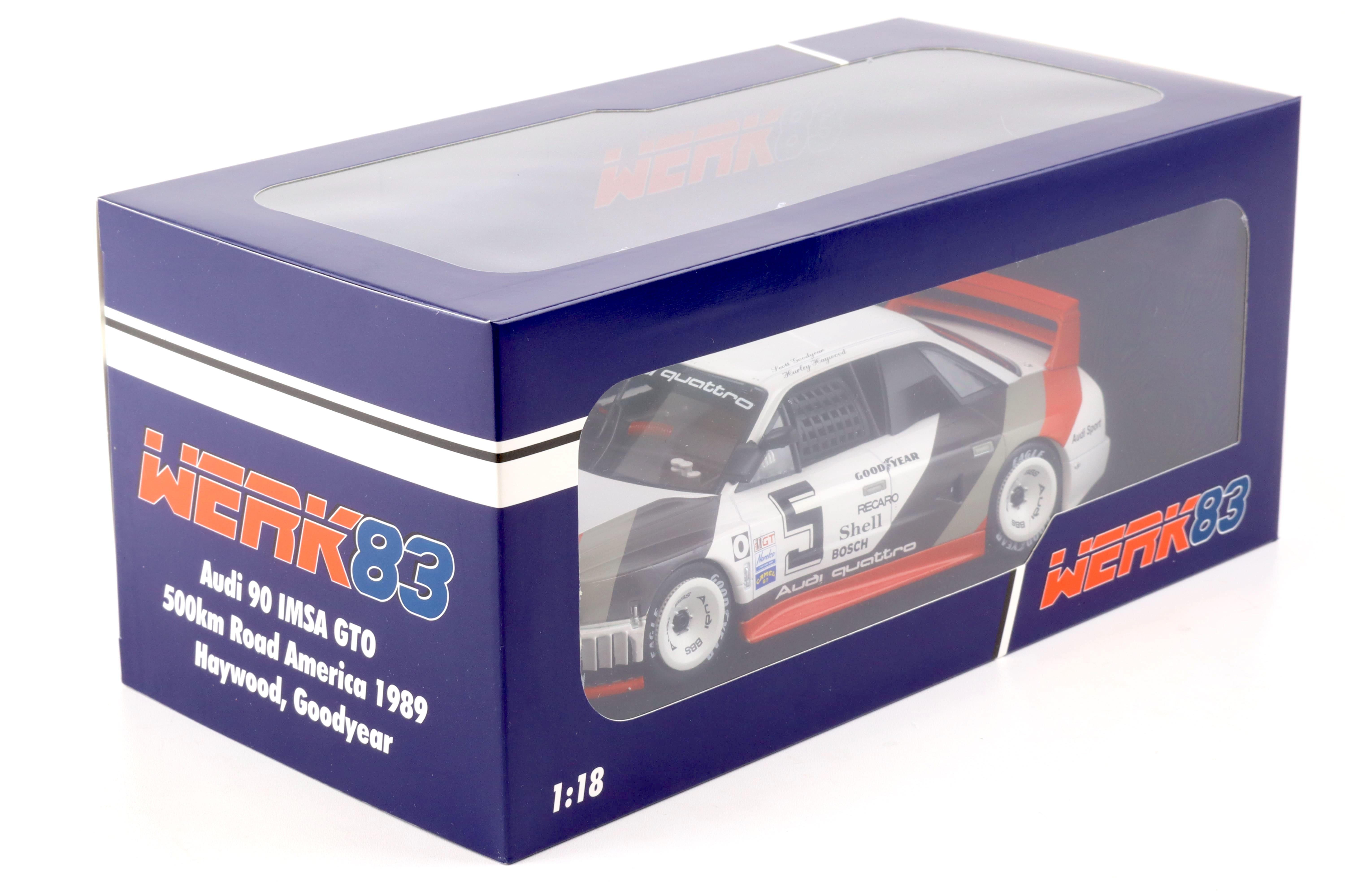 1:18 WERK83 Audi 90 IMSA GTO 500km Road America 1989 Haywood/ Goodyear #5