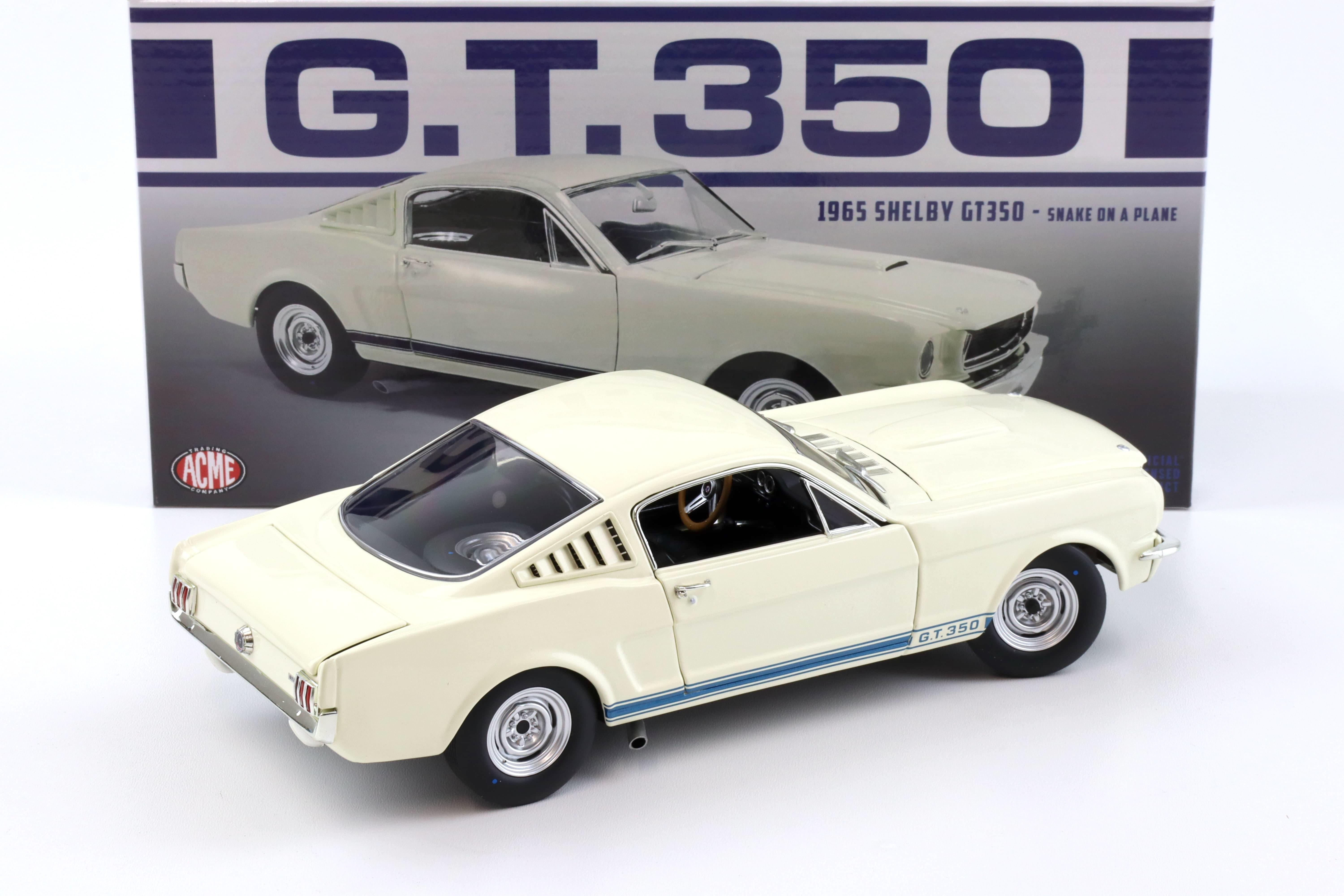 1:18 ACME 1965 Shelby GT350 Coupe SNAKE ON THE PLANE white/ blue