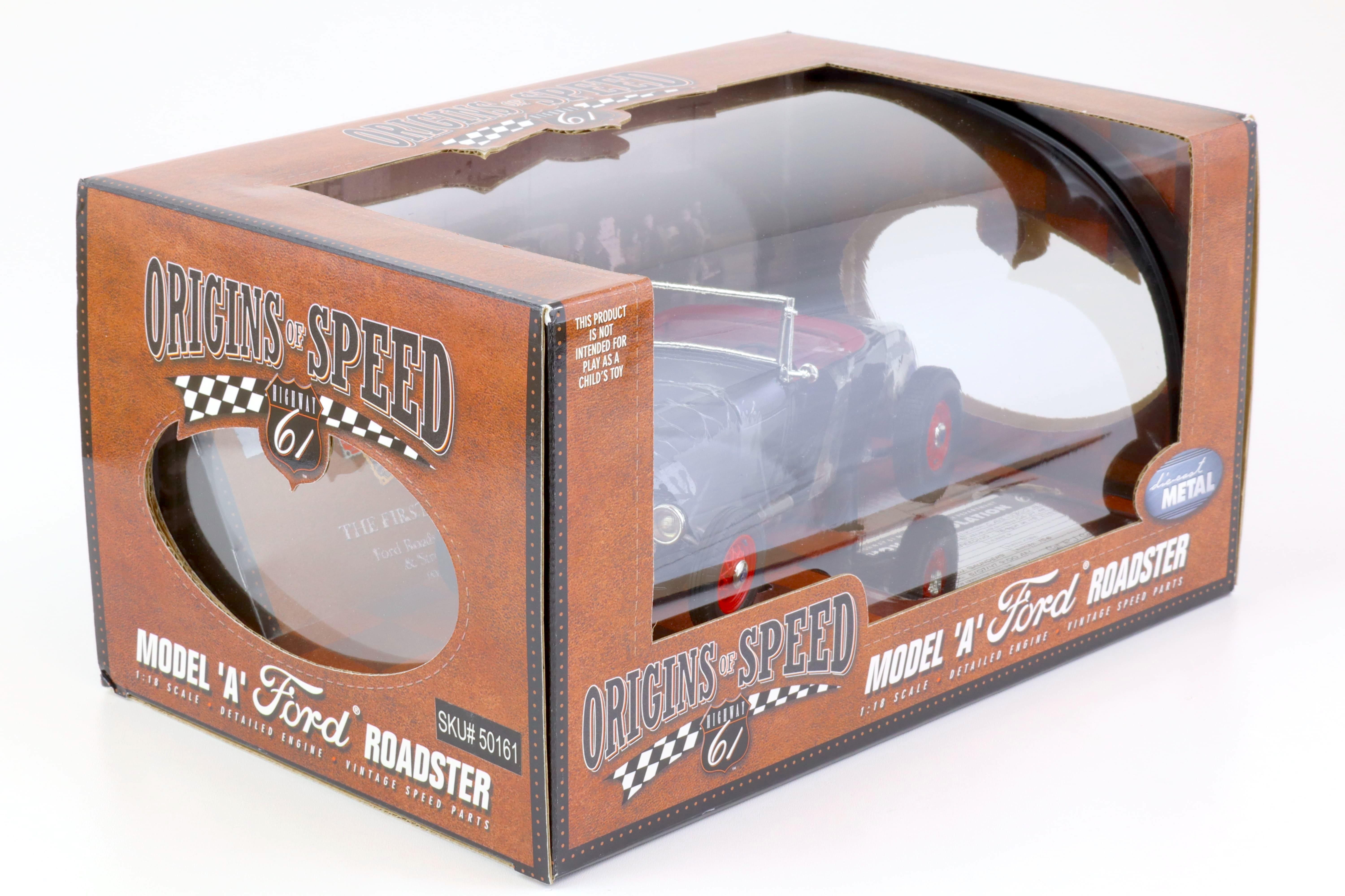 1:18 Highway61 Ford Model A Roadster Hot Rod Origins of Speed black 50161