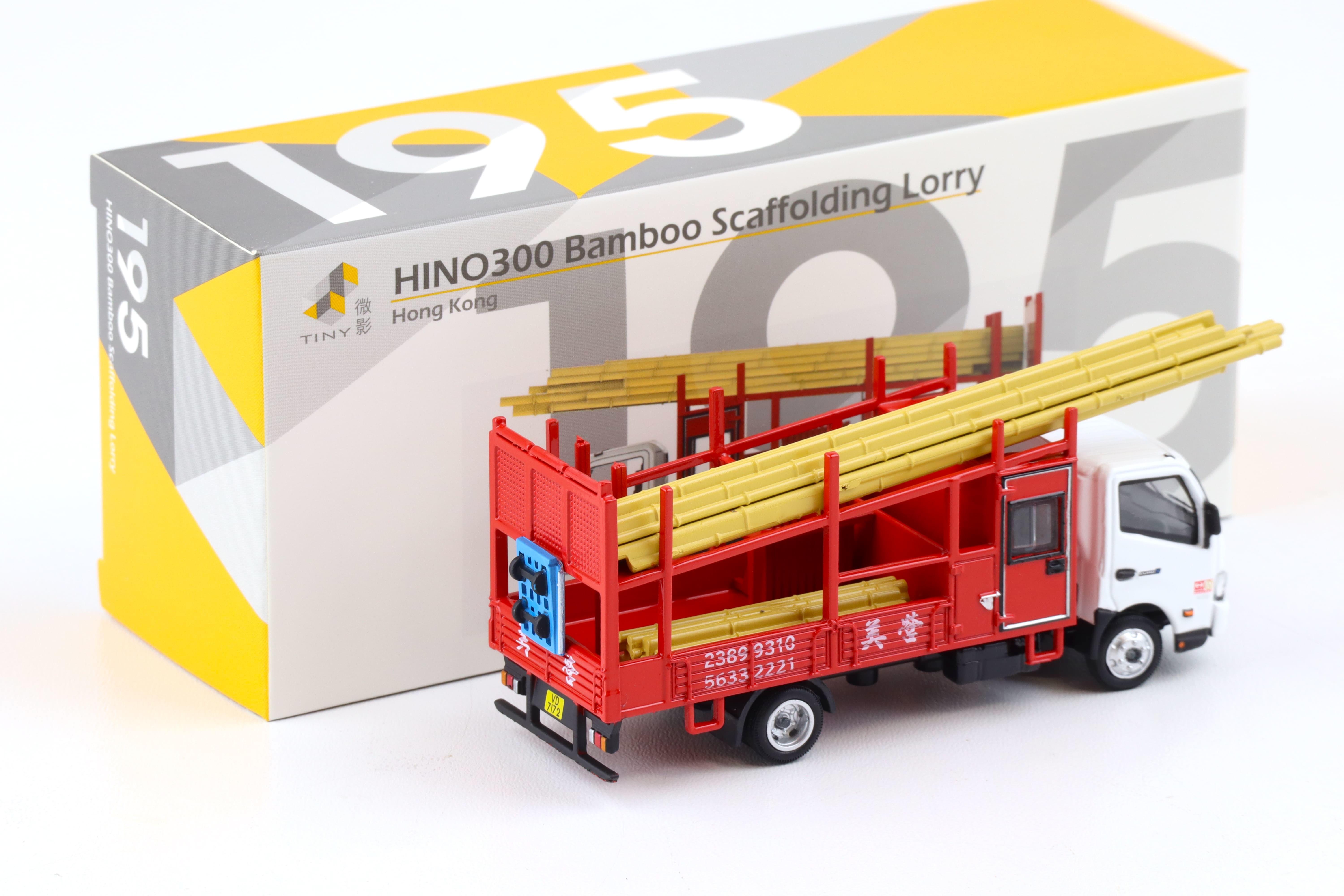 1:64 TINY HINO 300 Bamboo Scaffolding Lorry LKW red/ white