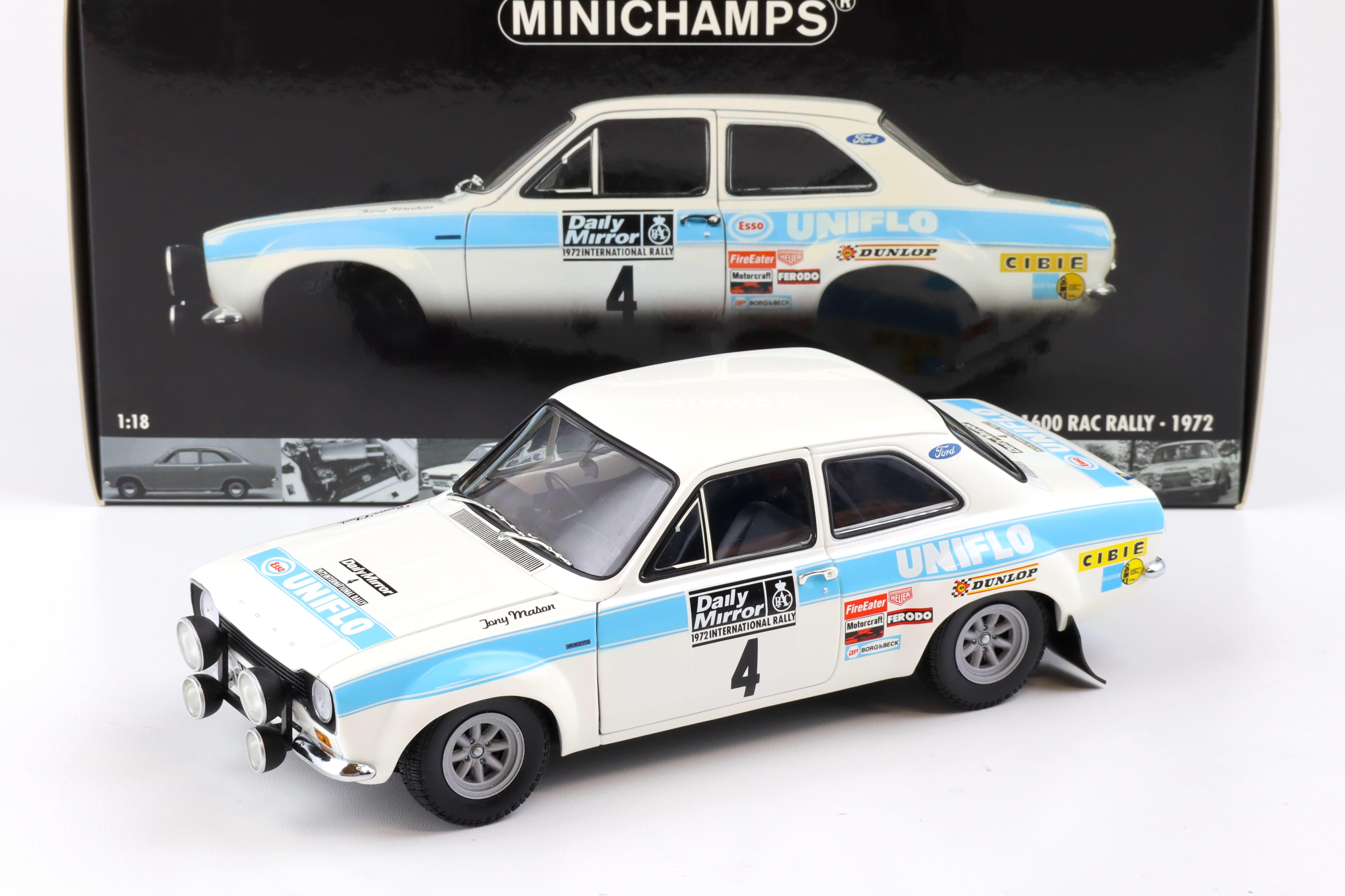 1:18 Minichamps Ford Escort I RS 1600 RAC Rally 1972 Winners Clark/ Mason #4