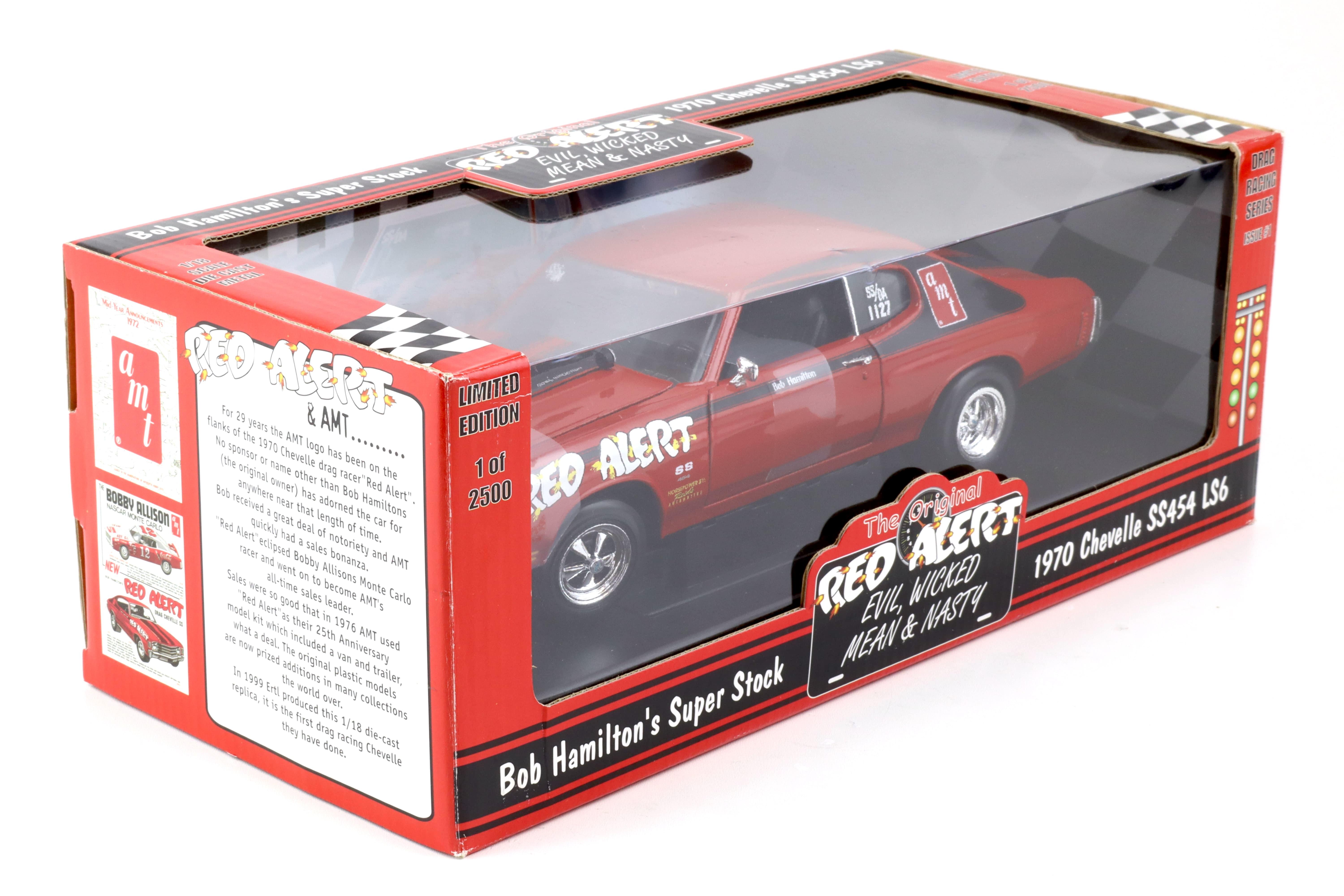 1:18 ERTL 1970 Chevrolet Chevelle SS454 LS6 Coupe RED ALERT Bob Hamilton Super Stock