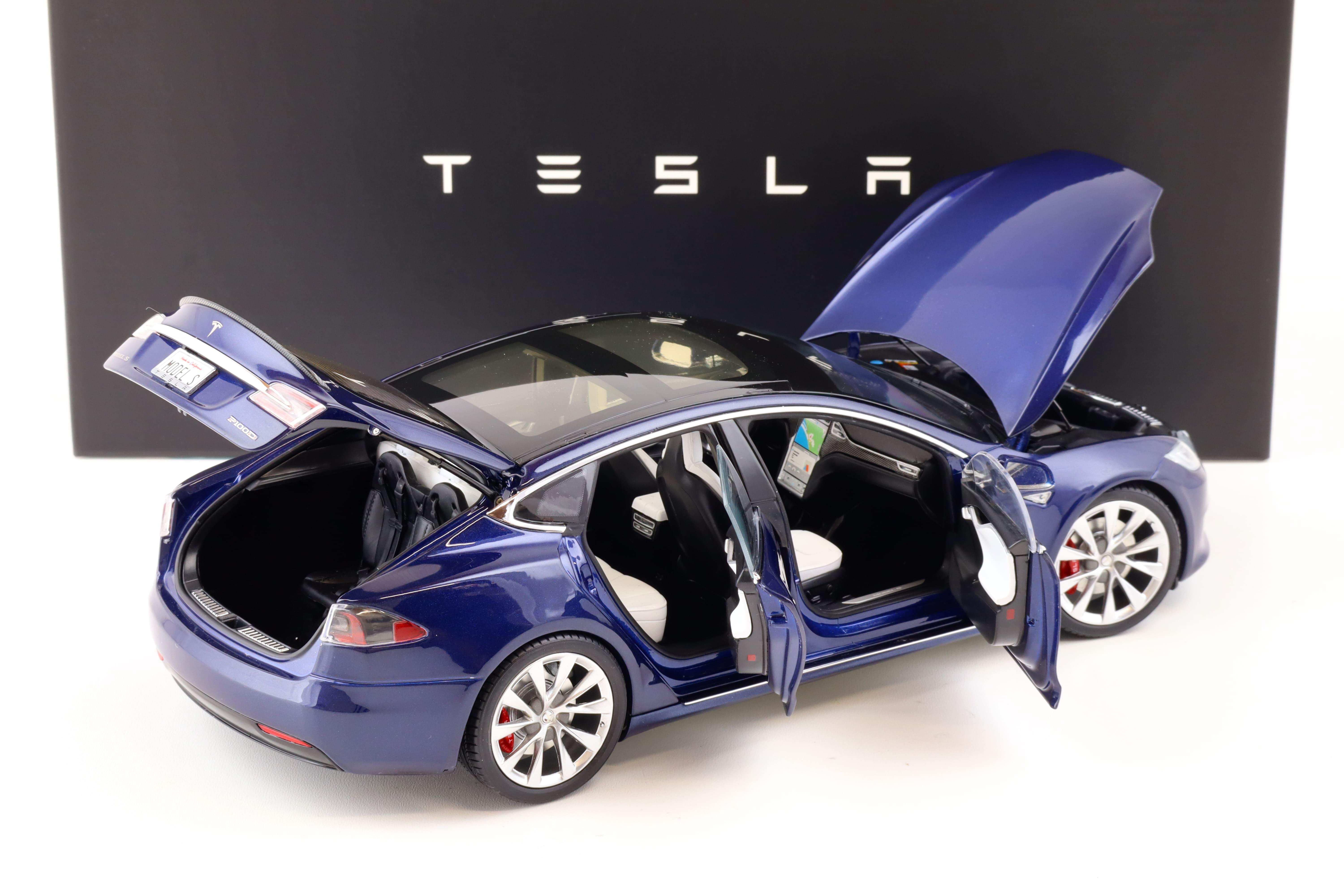 1:18 Original Tesla Model S P100D deep blue Diecast DEALER VERSION