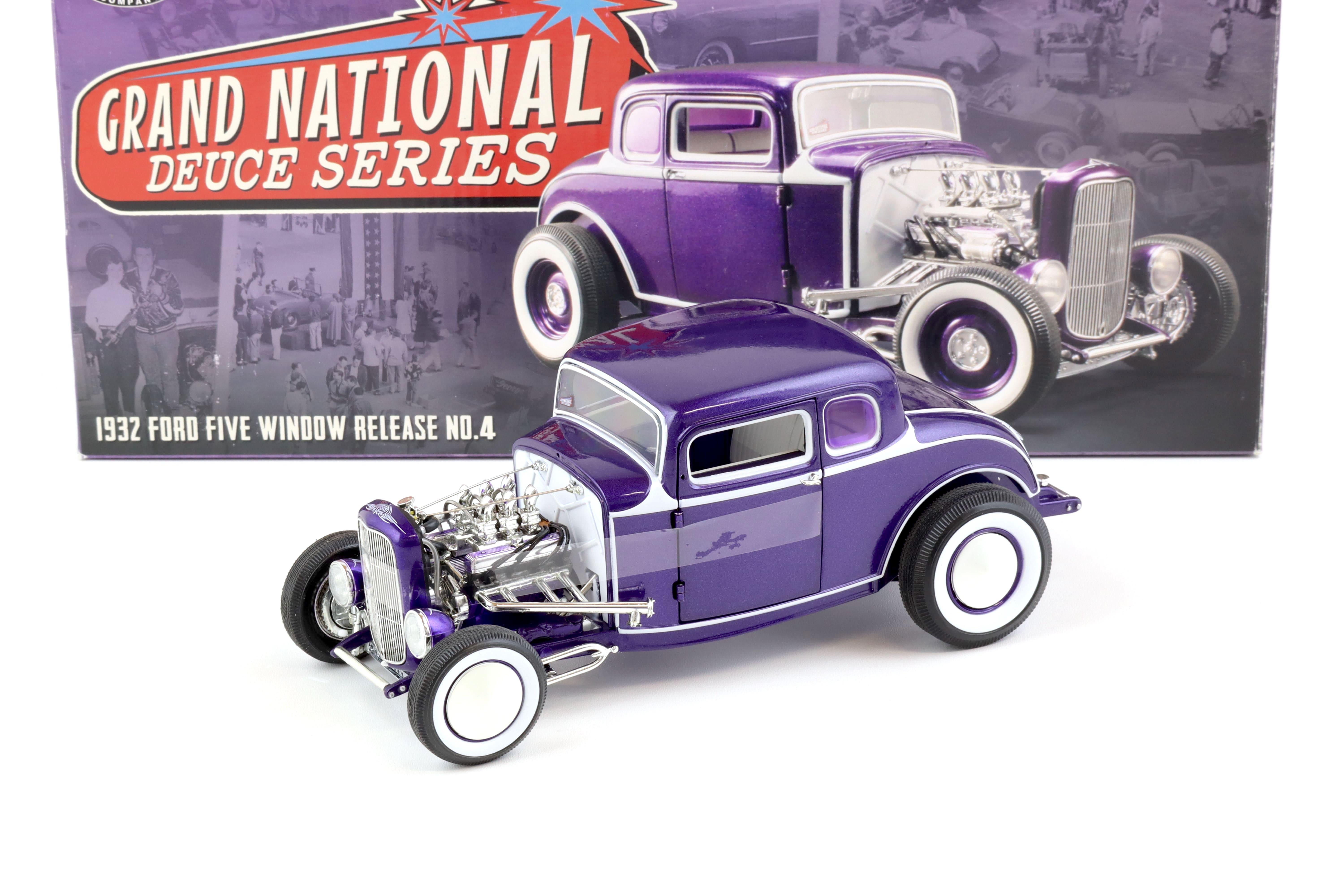 1:18 ACME 1932 Ford 5 Five Window Hot Rod Grand National Deuce Series No.4 purple