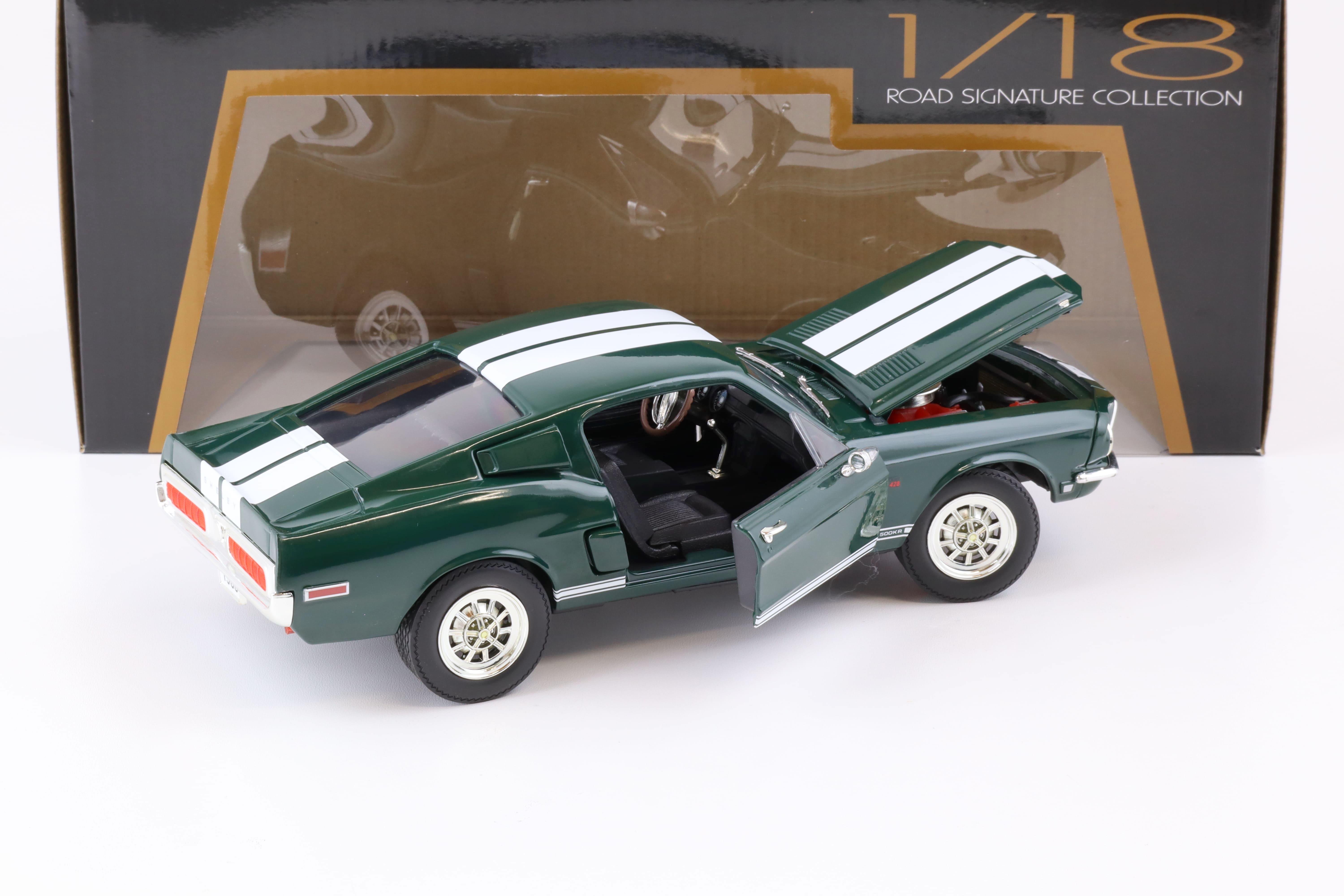 1:18 Road Signature 1968 Shelby GT-500KR Coupe dark green/ white stripes