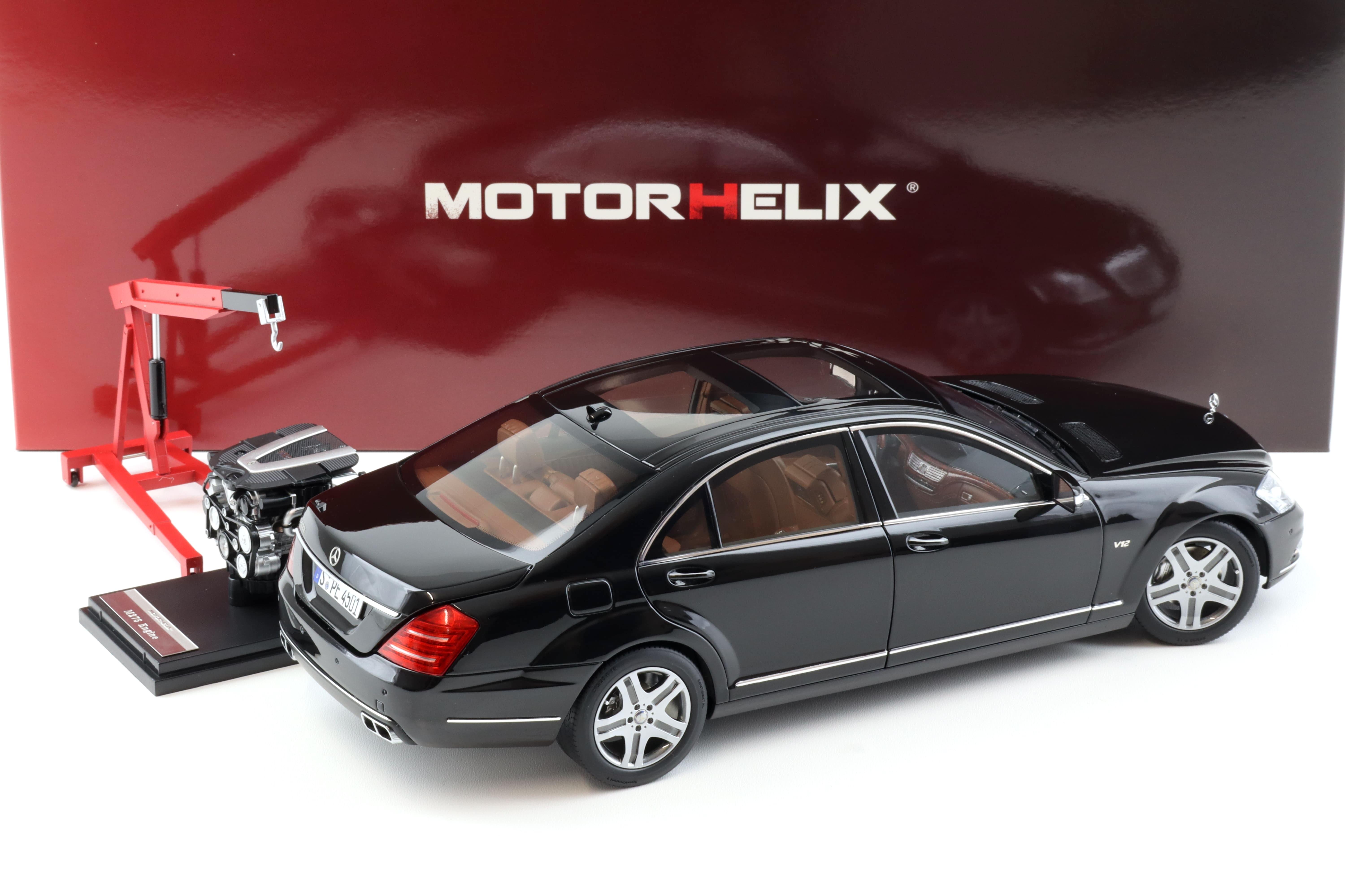 1:18 Motorhelix Mercedes S-Class S600L W221 Limousine Obsidian black + engine M82202