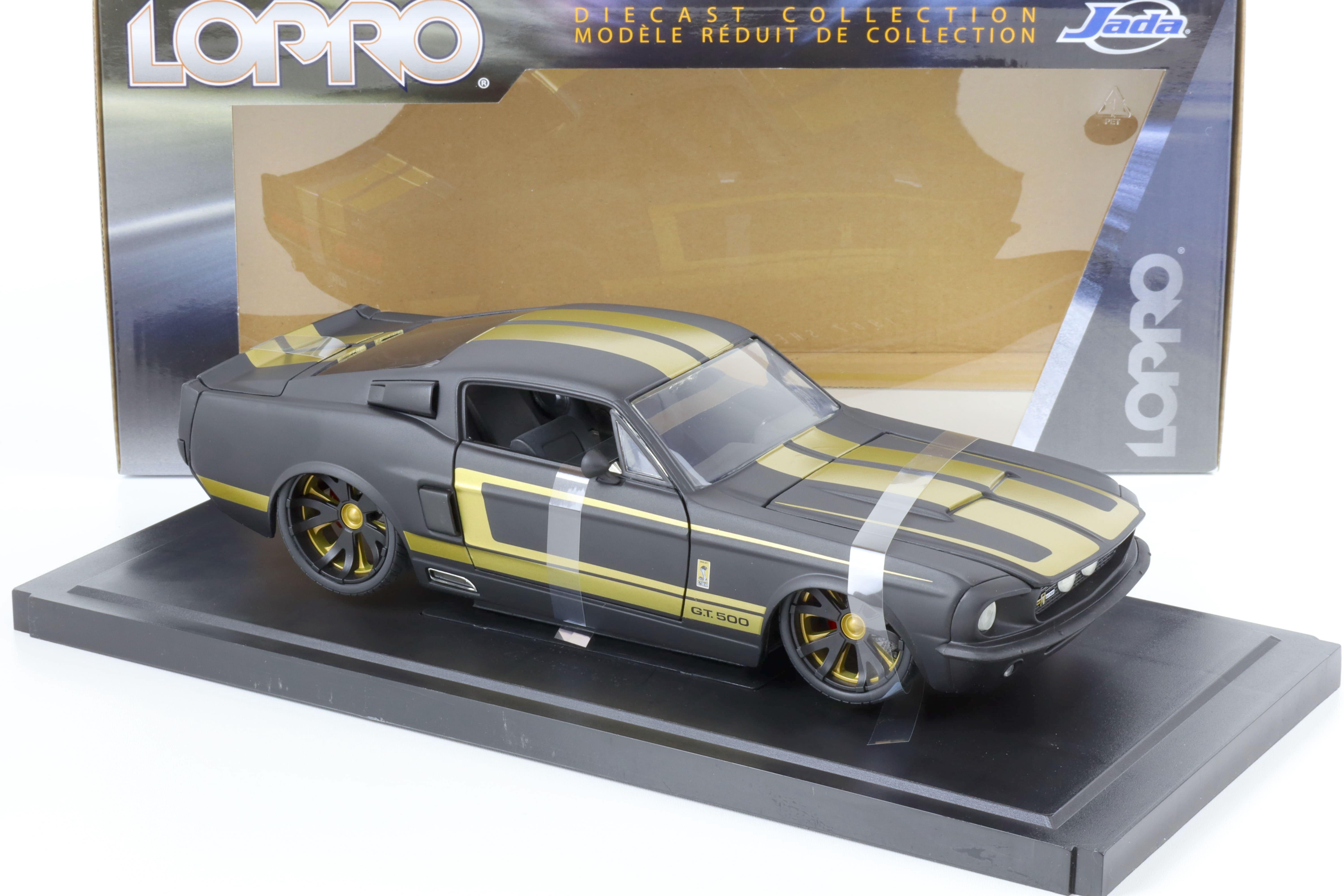 1:18 JADA Toys 1967 Ford Mustang Shelby GT-500 Coupe matt black/ gold