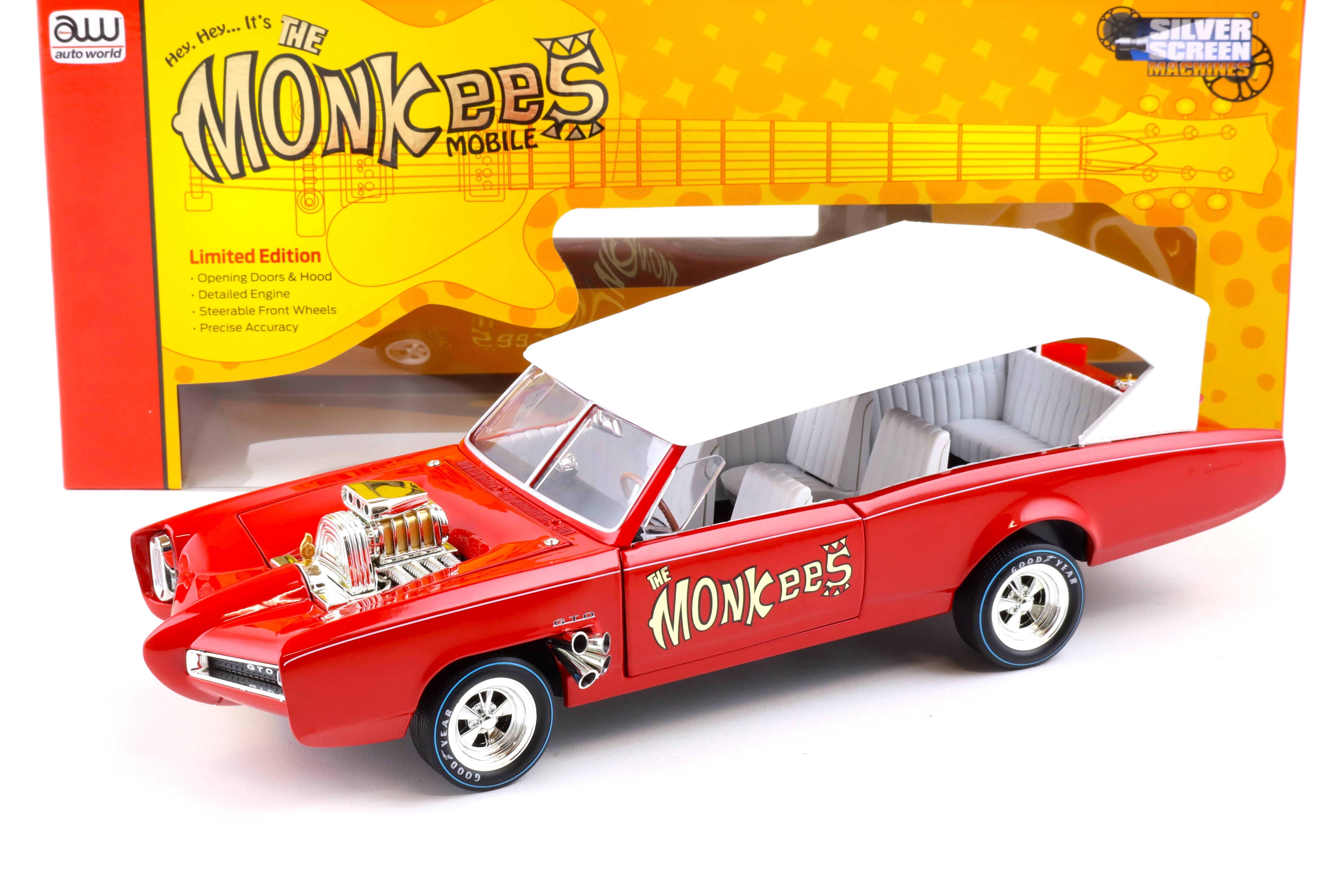 1:18 Auto World 1966 Pontiac GTO Convertible THE Monkees Mobile red/ white