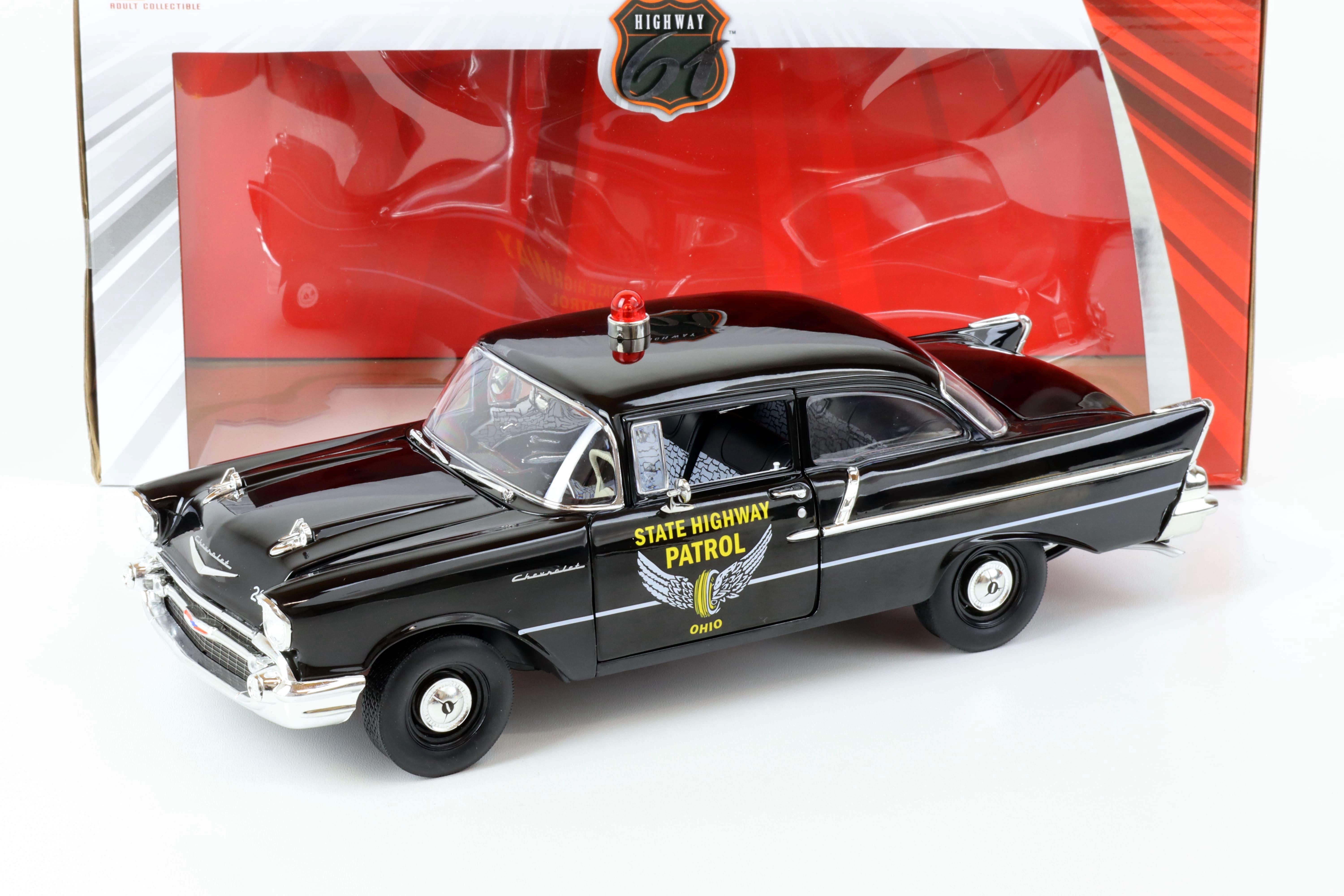 1:18 Highway61 1957 Chevrolet Bel Air 150 Sedan Ohio State Highway Patrol black