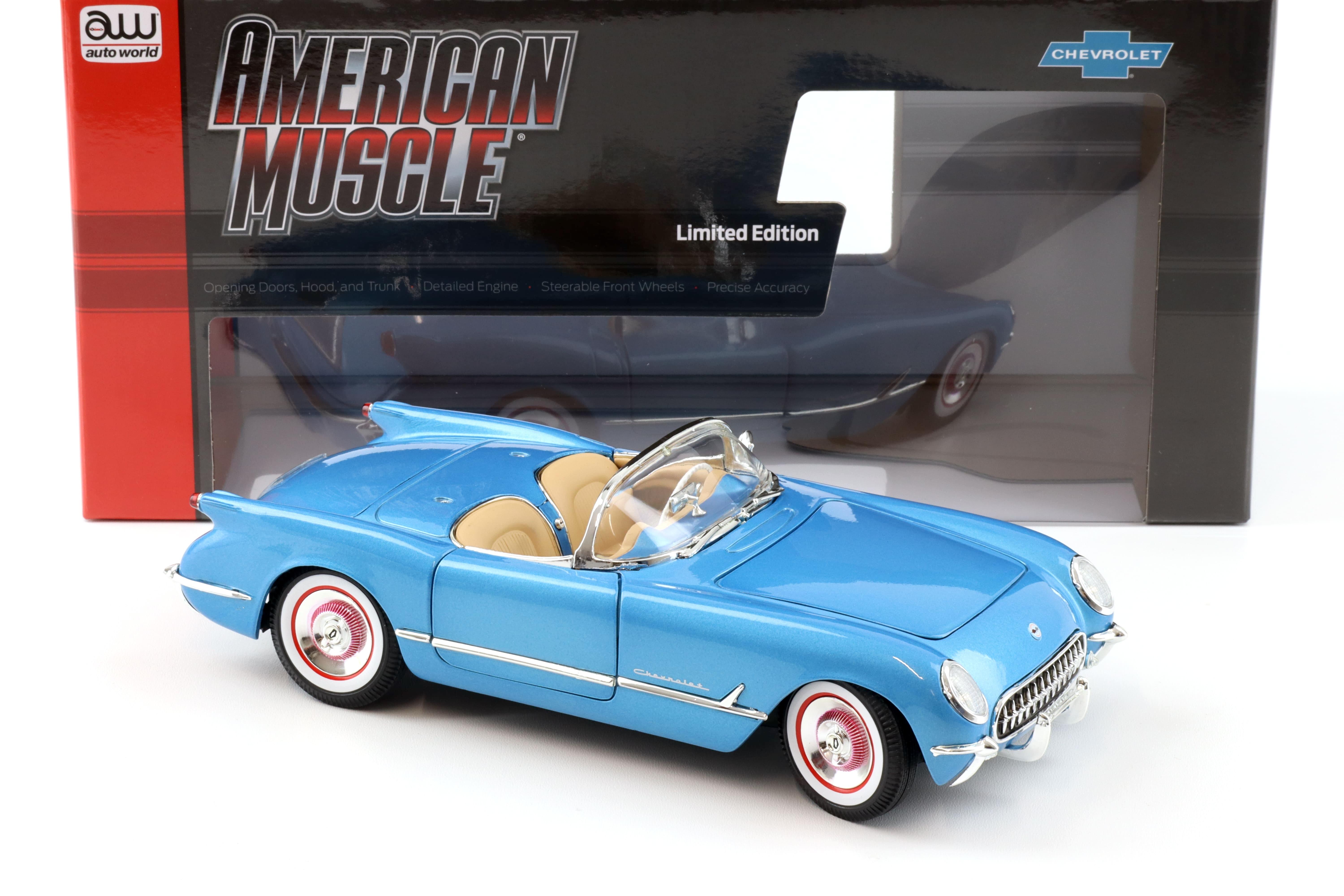 1:18 Auto World 1954 Chevrolet Corvette Convertible Pennant blue metallic