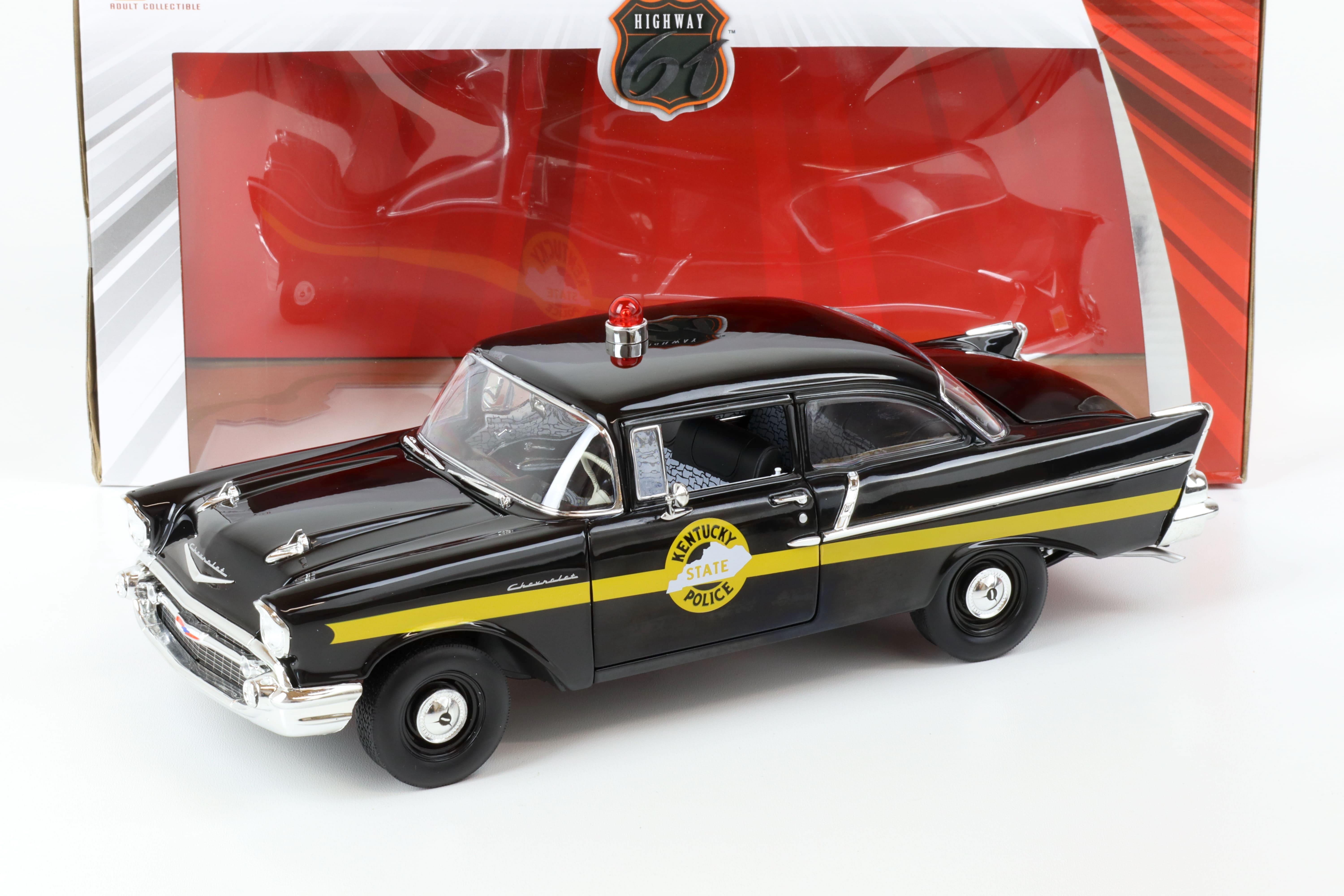 1:18 Highway61 1957 Chevrolet Bel Air 150 Sedan Kentucky State Police black