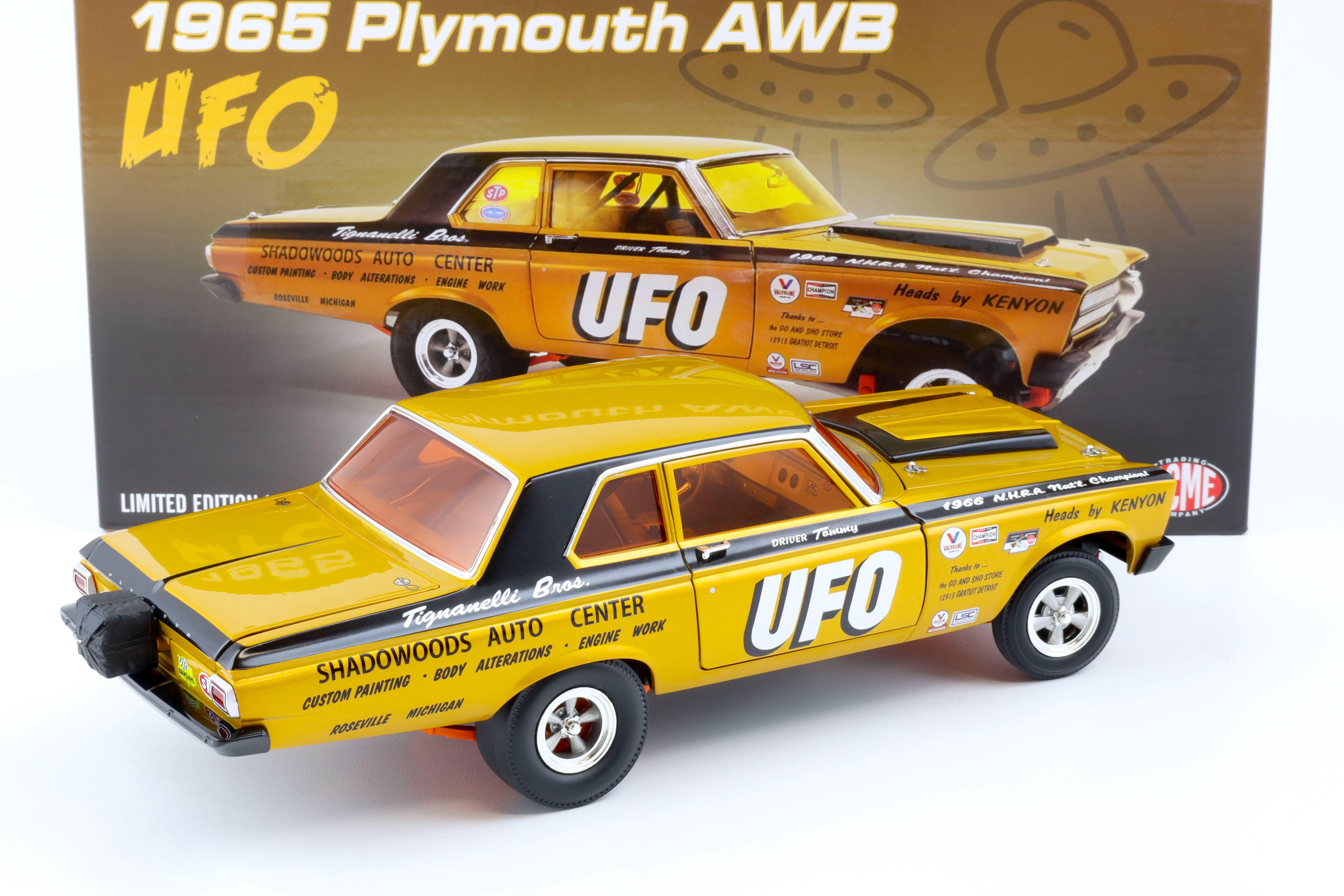 1:18 ACME 1965 Plymouth AWB Drag Car UFO gold/ black A1806509