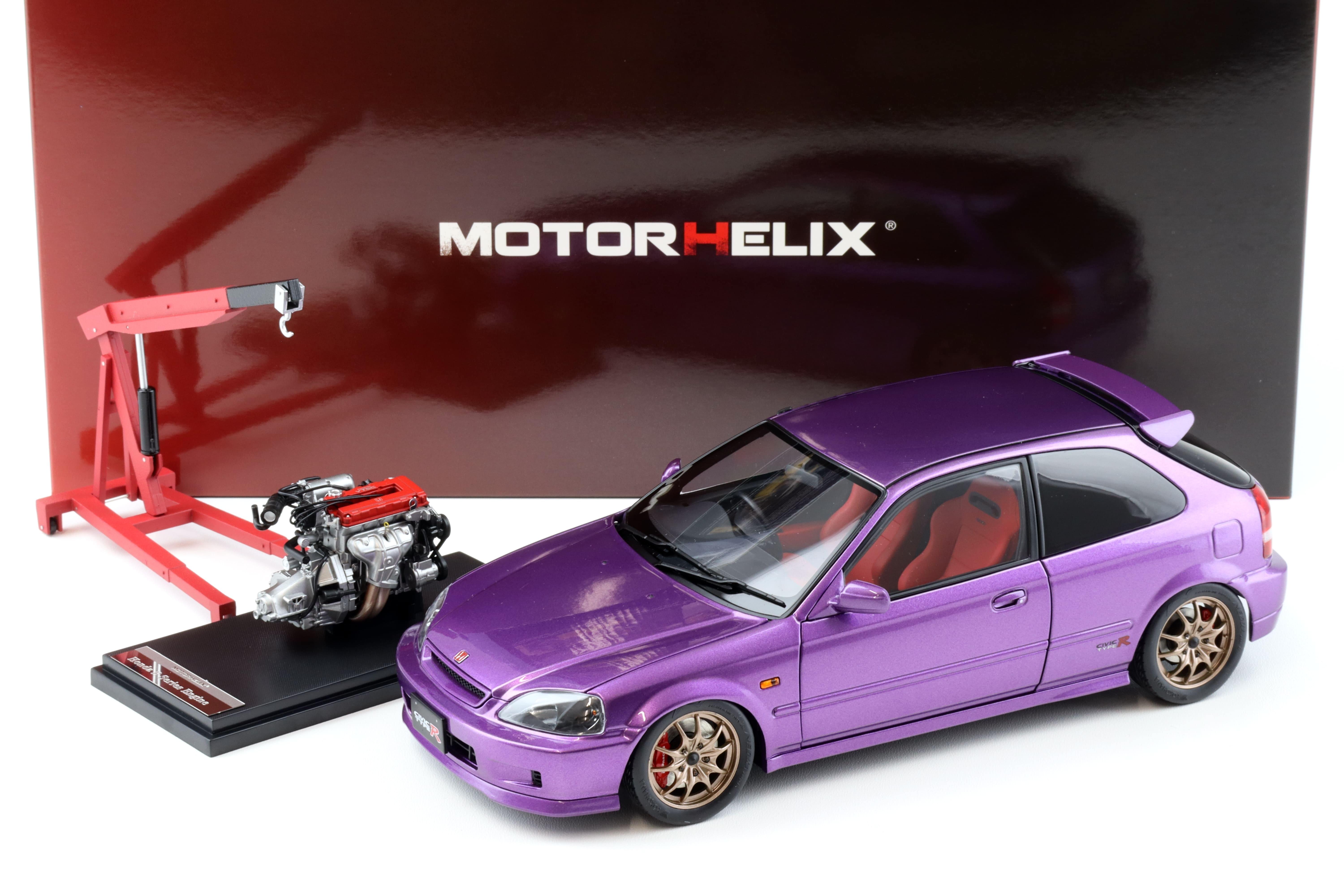 1:18 Motorhelix Honda Civic Type R (EK9) Customized Version pearl purple + engine M85007