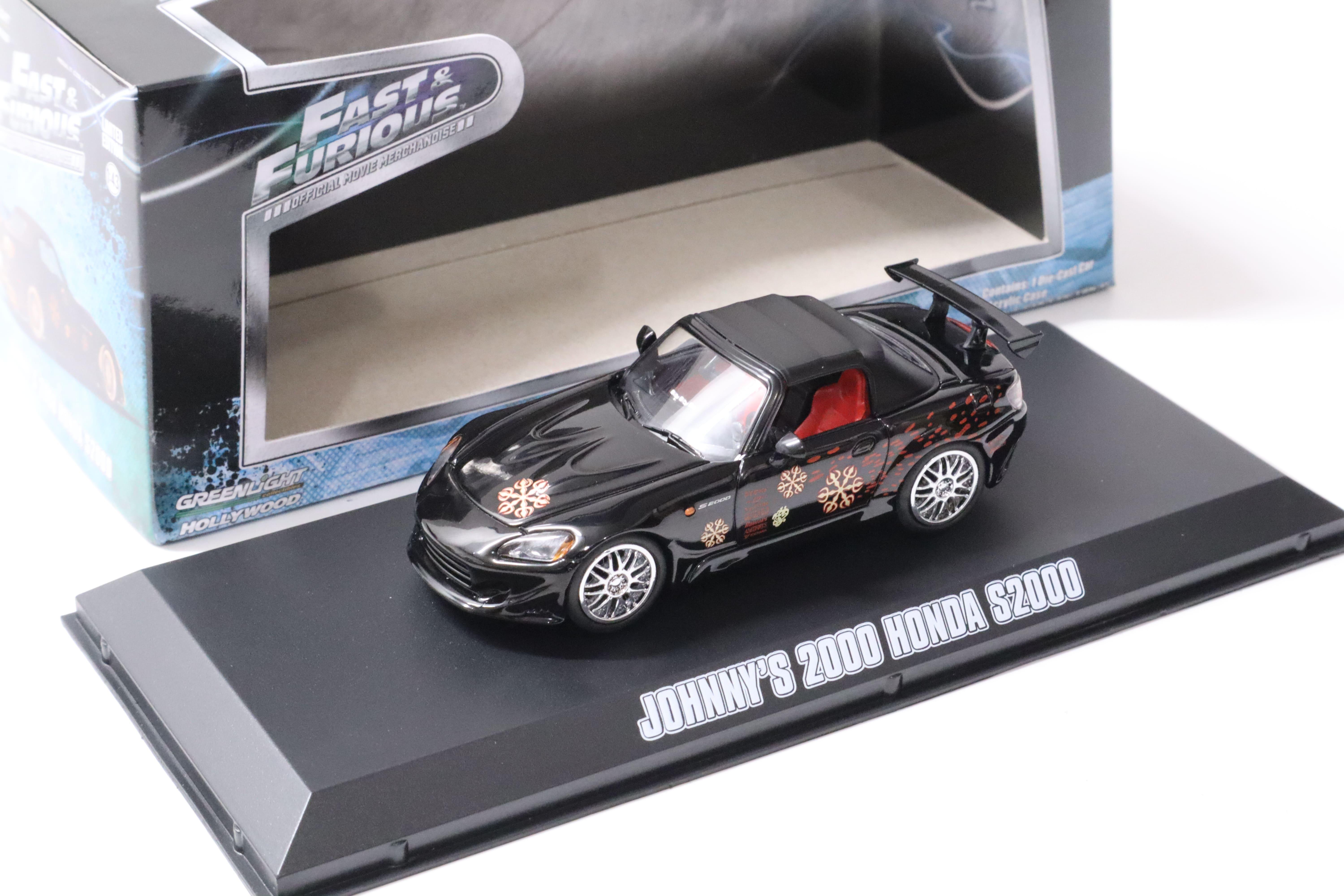 1:43 Greenlight Fast and Furious JOHNNY's 2000 Honda S2000 black