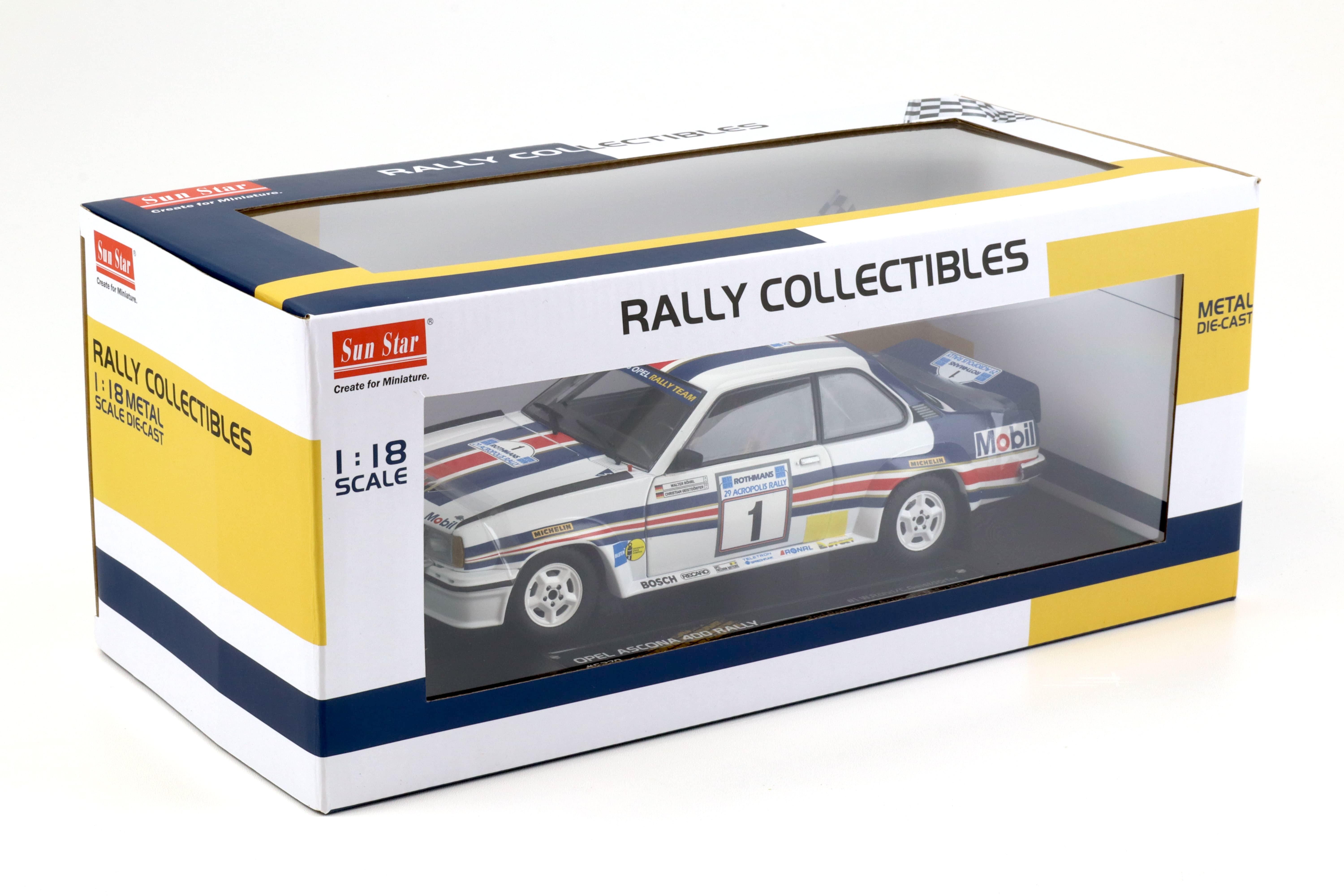 1:18 Sun Star Opel Ascona 400 Rally 2nd Rothmans Acropolis 1982 World Champ Röhrl/ Geistdörfer