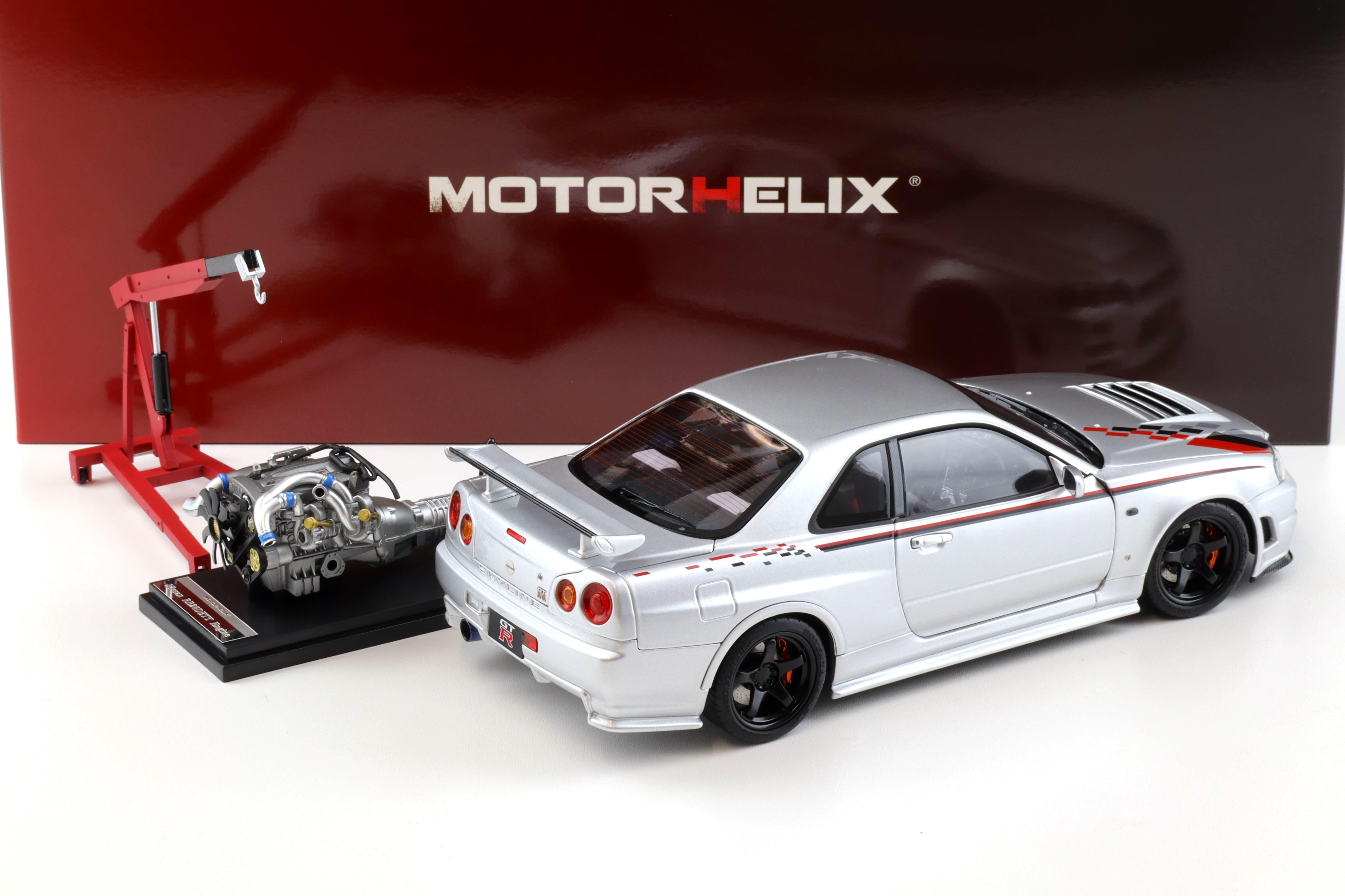 1:18 Motorhelix Nissan Skyline GT-R R34 Nismo CRS Livery silver M83429