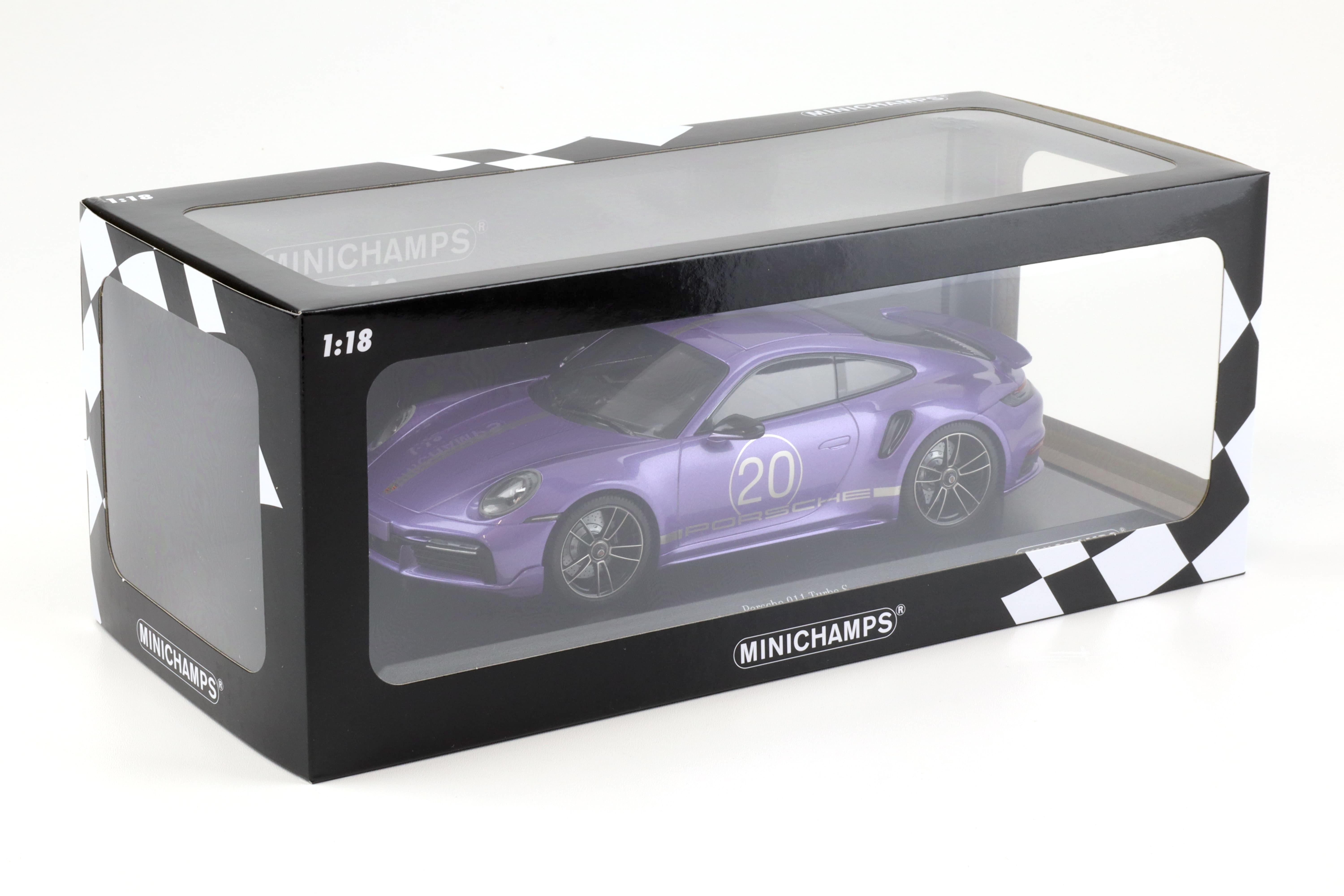 1:18 Minichamps Porsche 911 (992) Turbo S Coupe Sport Design 2021 viola metallic