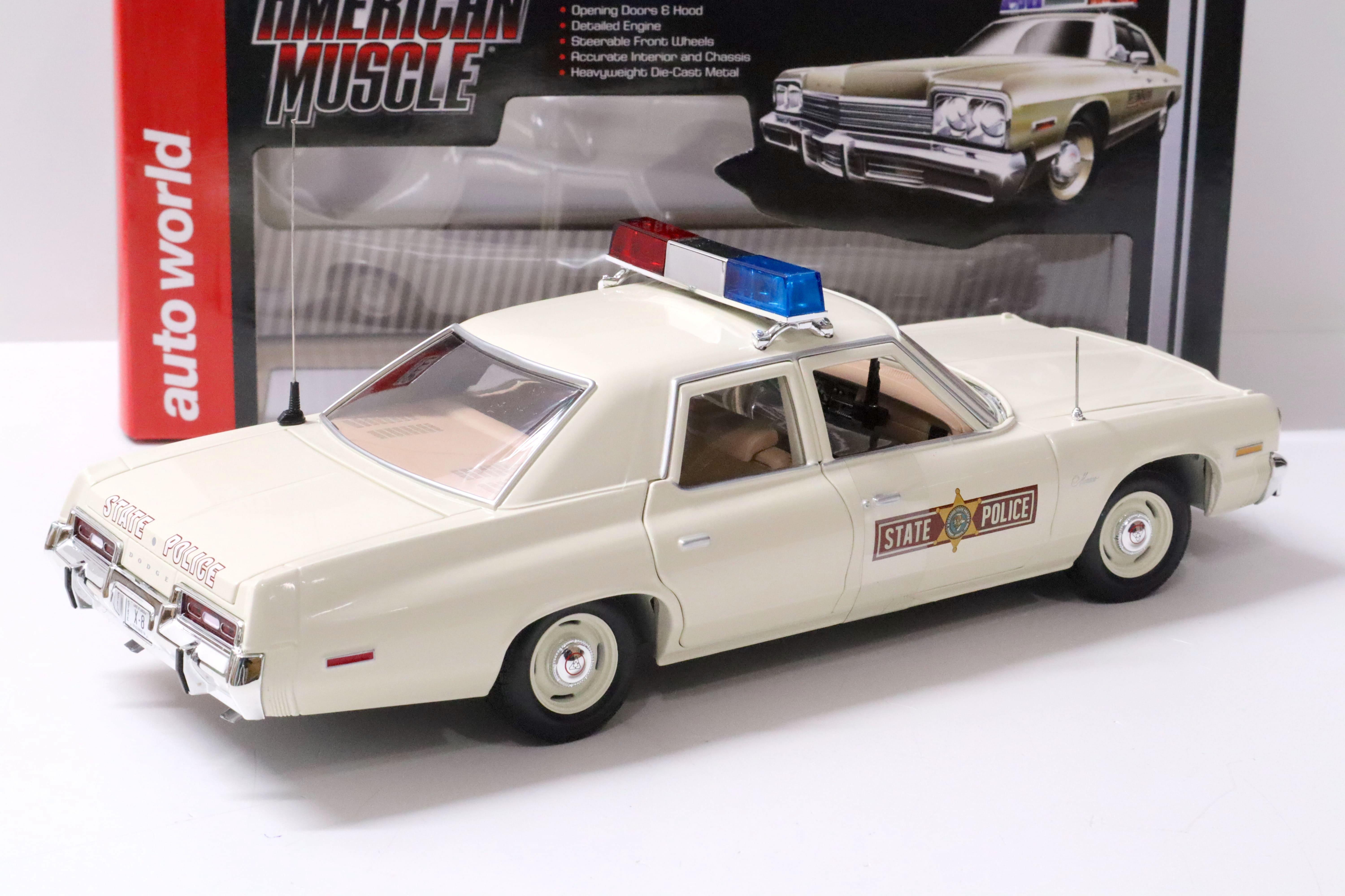 1:18 Auto World 1974 Dodge Monaco Illinois State Police beige