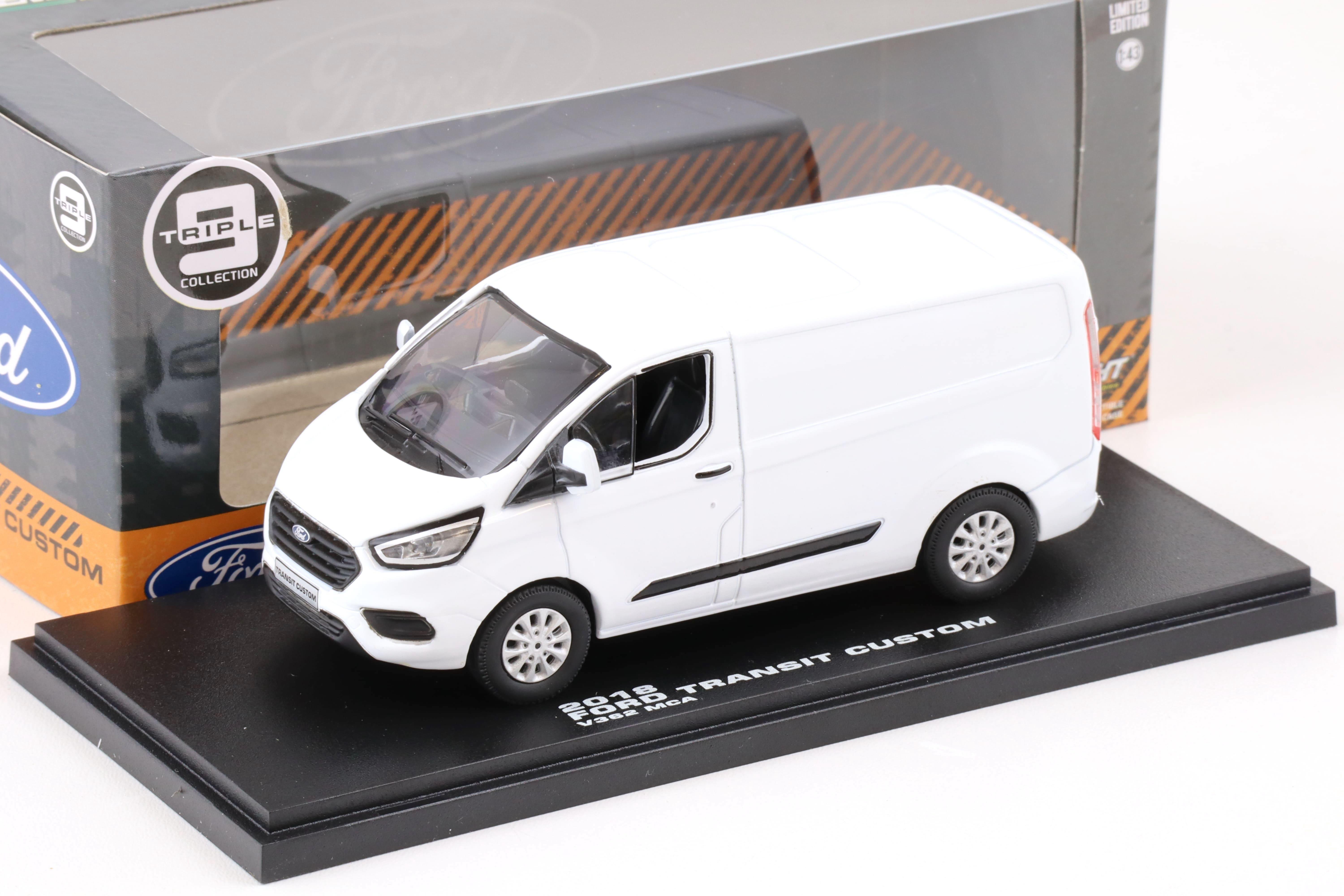 1:43 Greenlight 2018 Ford Transit Custom V362 MCA VAN Kasten frozen white