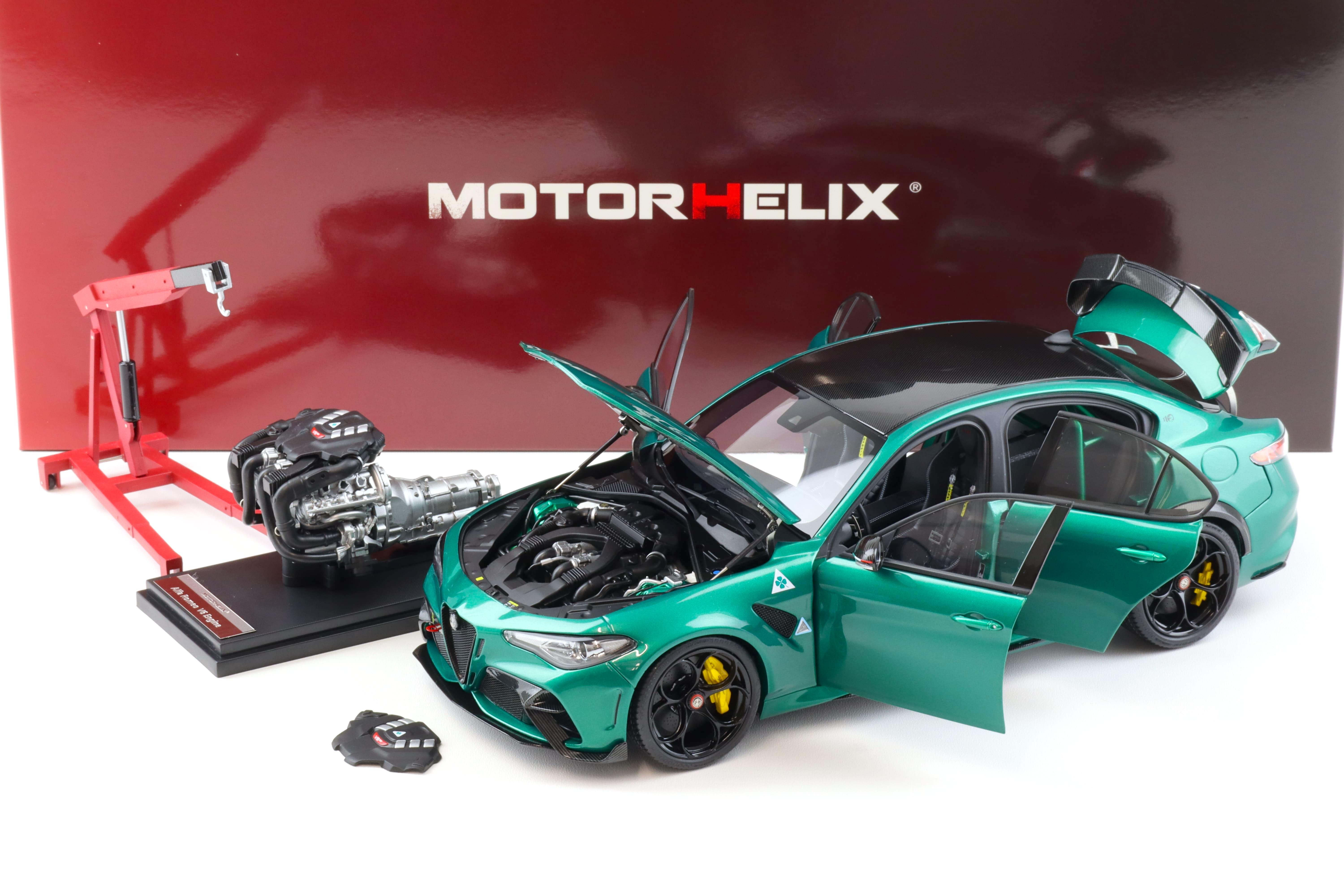 1:18 Motorhelix Alfa Romeo Giulia GTAm Montreal green + engine Die-Cast M89008