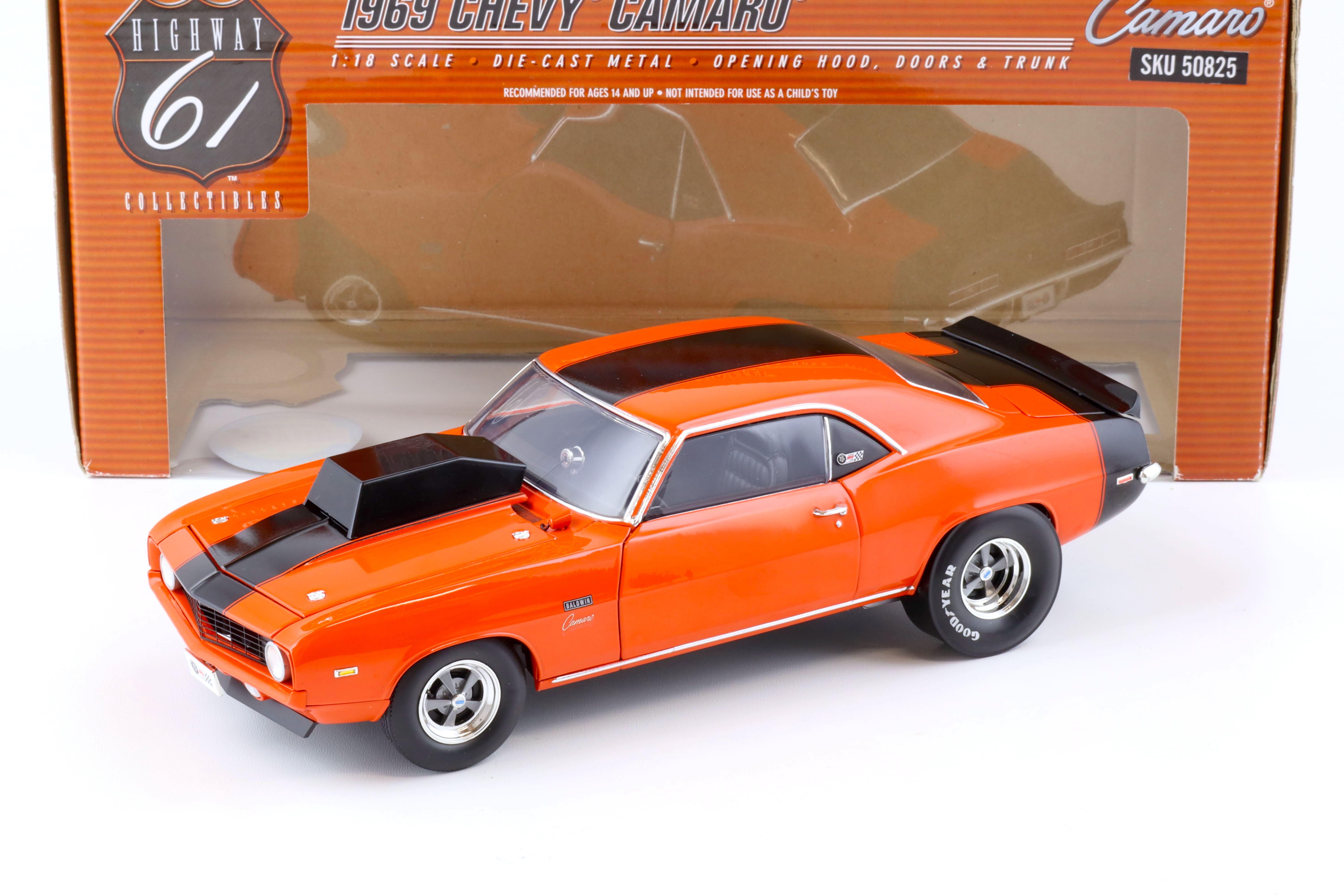 1:18 Highway61 Baldwin Motion 1969 Chevrolet Camaro Pro Stock hugger orange