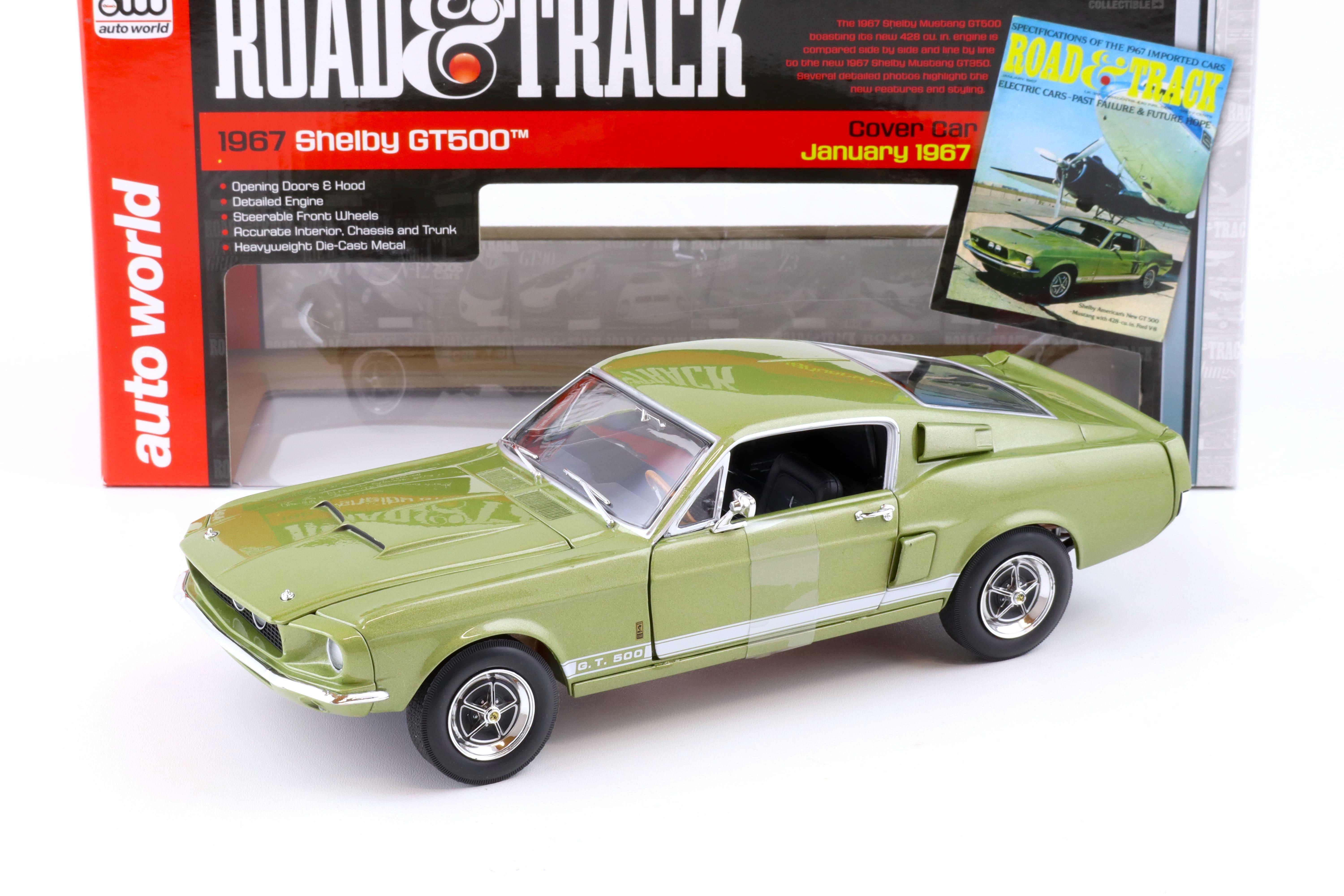 1:18 Auto World 1967 Shelby GT500 Coupe green metallic/ white Road Track Car Cover