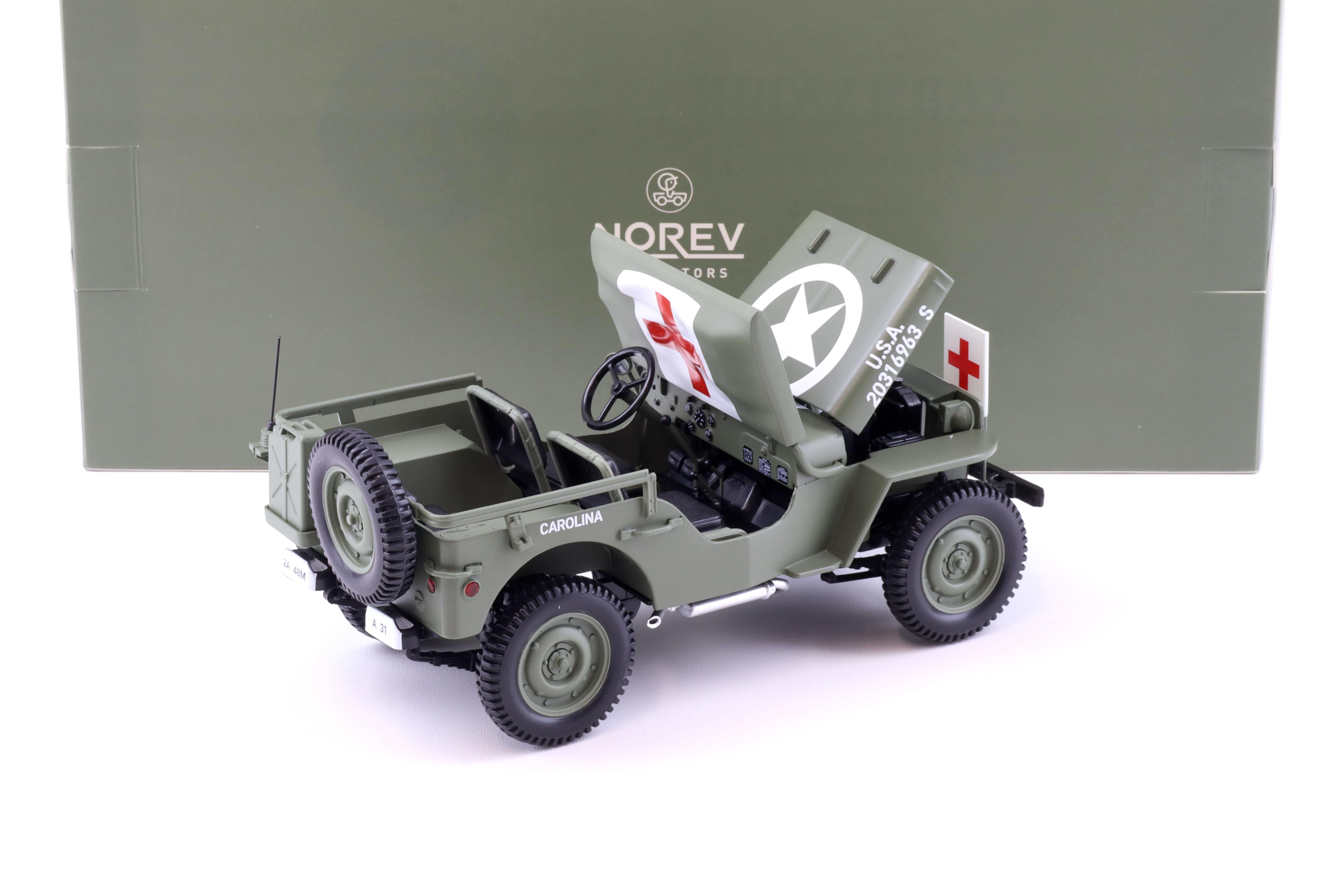 1:18 Norev Jeep Willys Army 1944 Ambulance green/ white  - Limited 200 pcs.