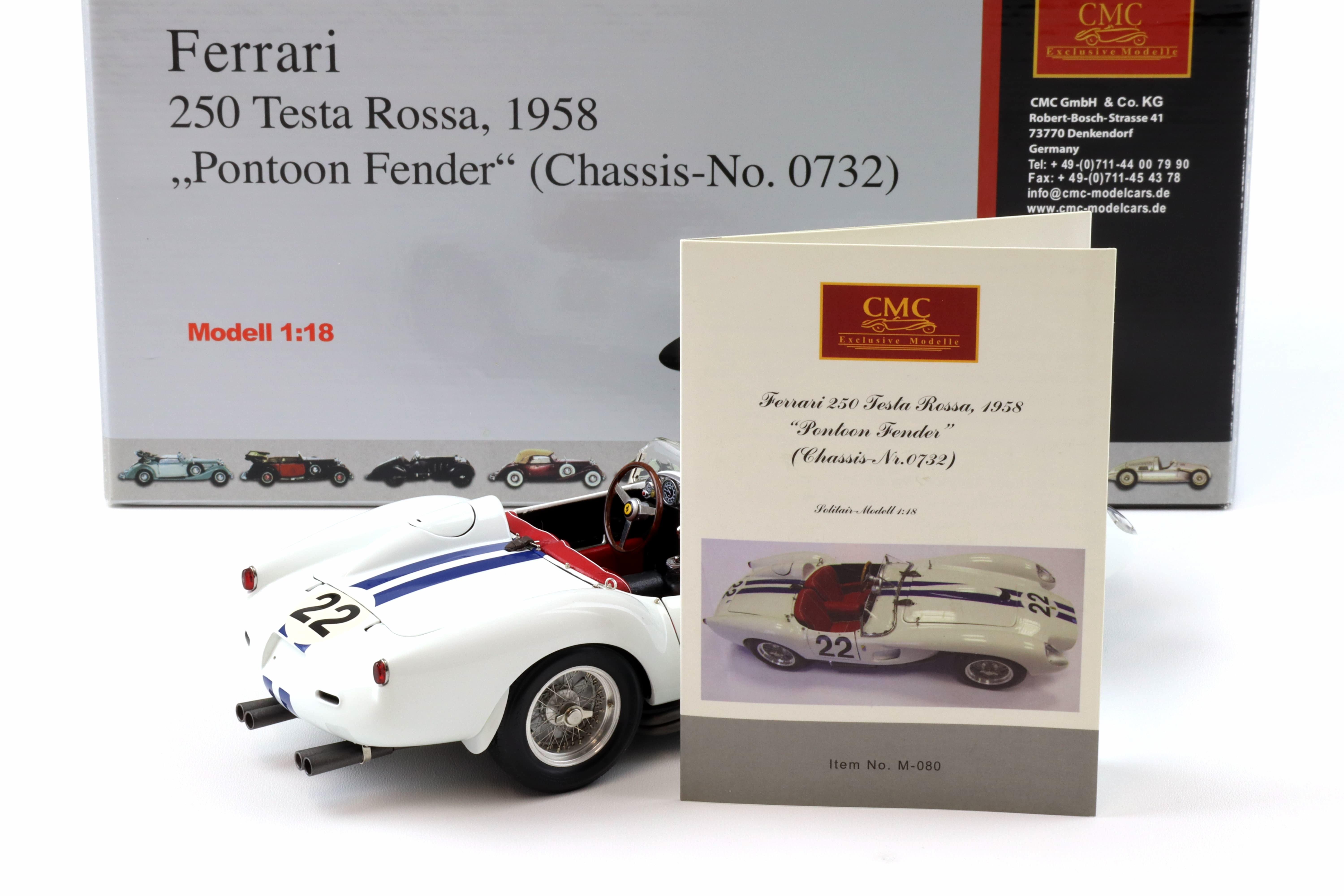 1:18 CMC Ferrari 250 Testa Rossa 1958 Pontoon Fender #22 white M-080