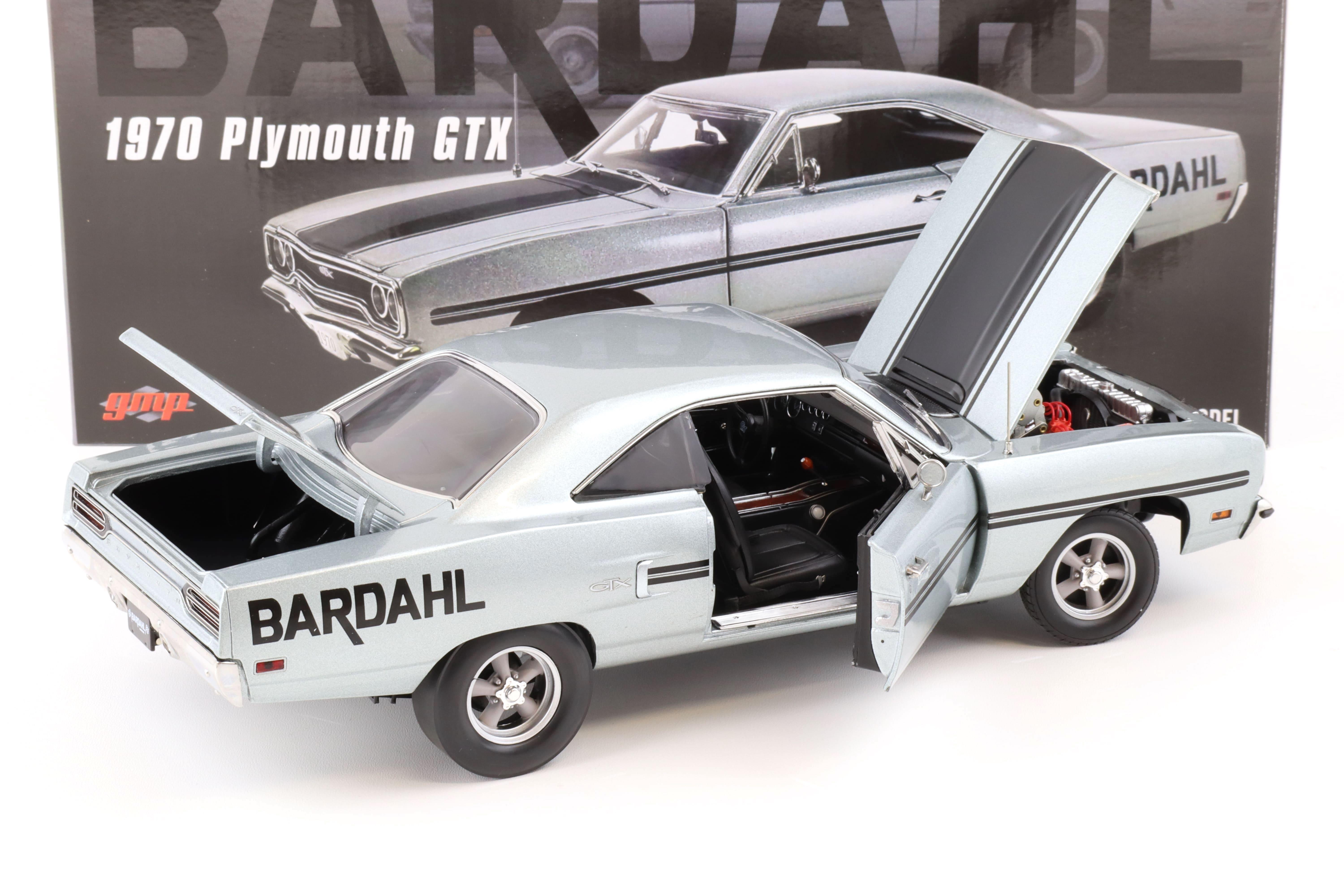 1:18 GMP 1970 Plymouth GTX Dart Car BARDAHL Al Young grey metallic